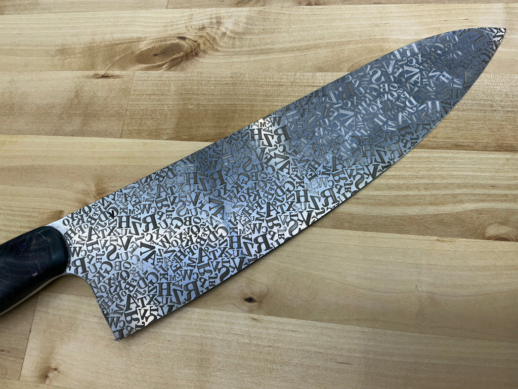 Gigantor Alphabet Soup Chef Knife - CPM154 - Micarta & G-10