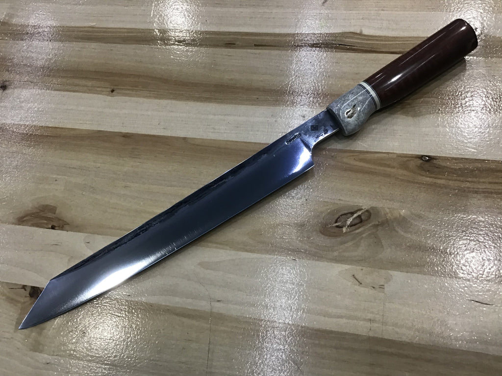 Sujihiki Slicer in CPM154, Anlter, G-10 & Snakewood Handle 11 1/4” (285mm)