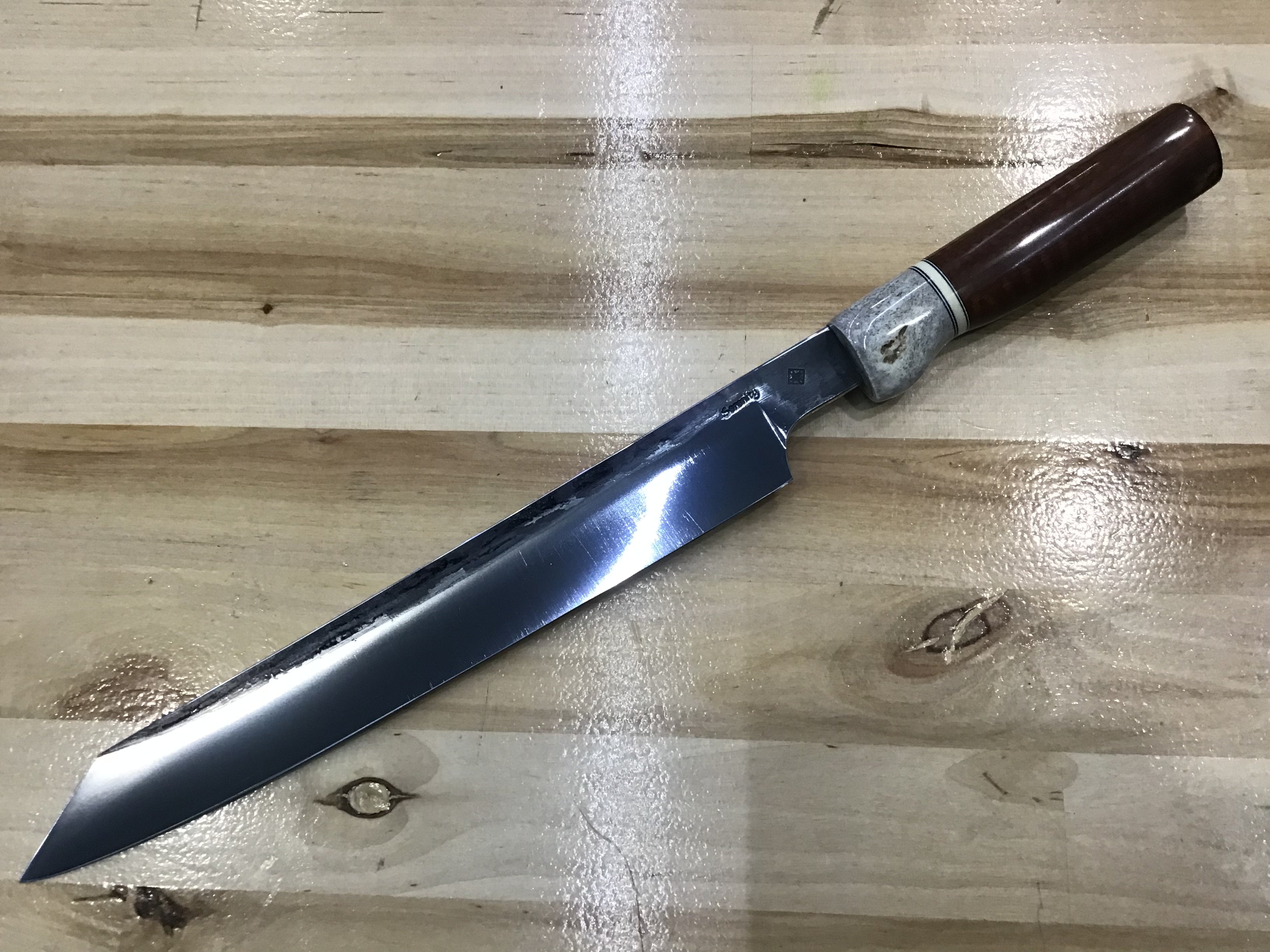 Sujihiki Slicer in CPM154, Anlter, G-10 & Snakewood Handle 11 1/4” (285mm)