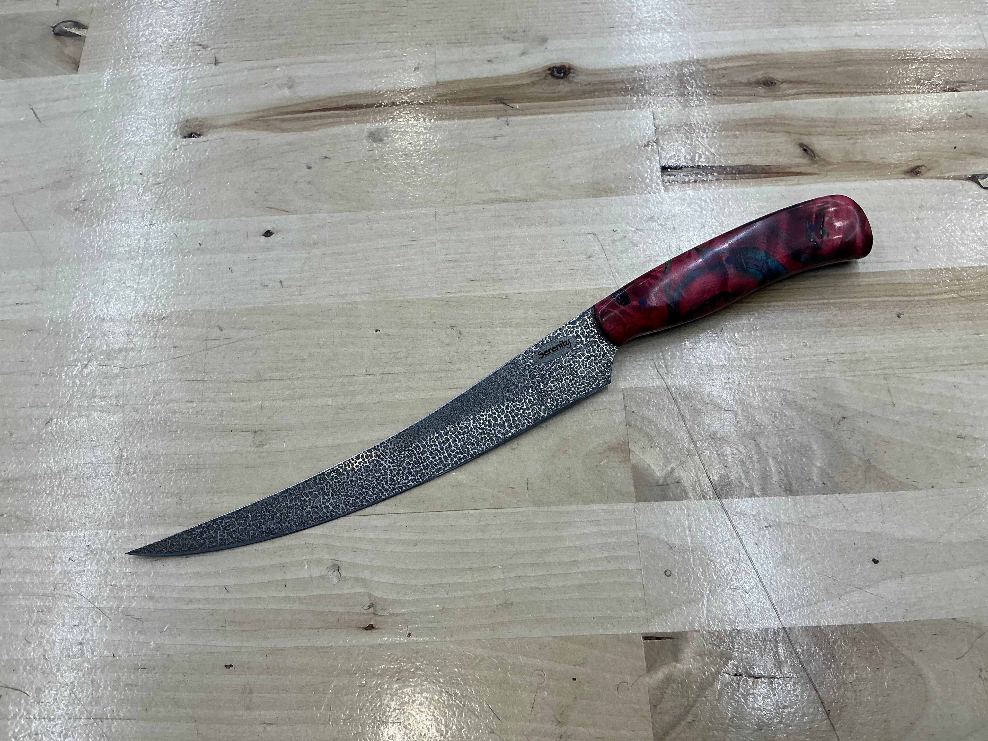 Long Boning Knife - Z-FiNite - Pink Maple Burl Handle