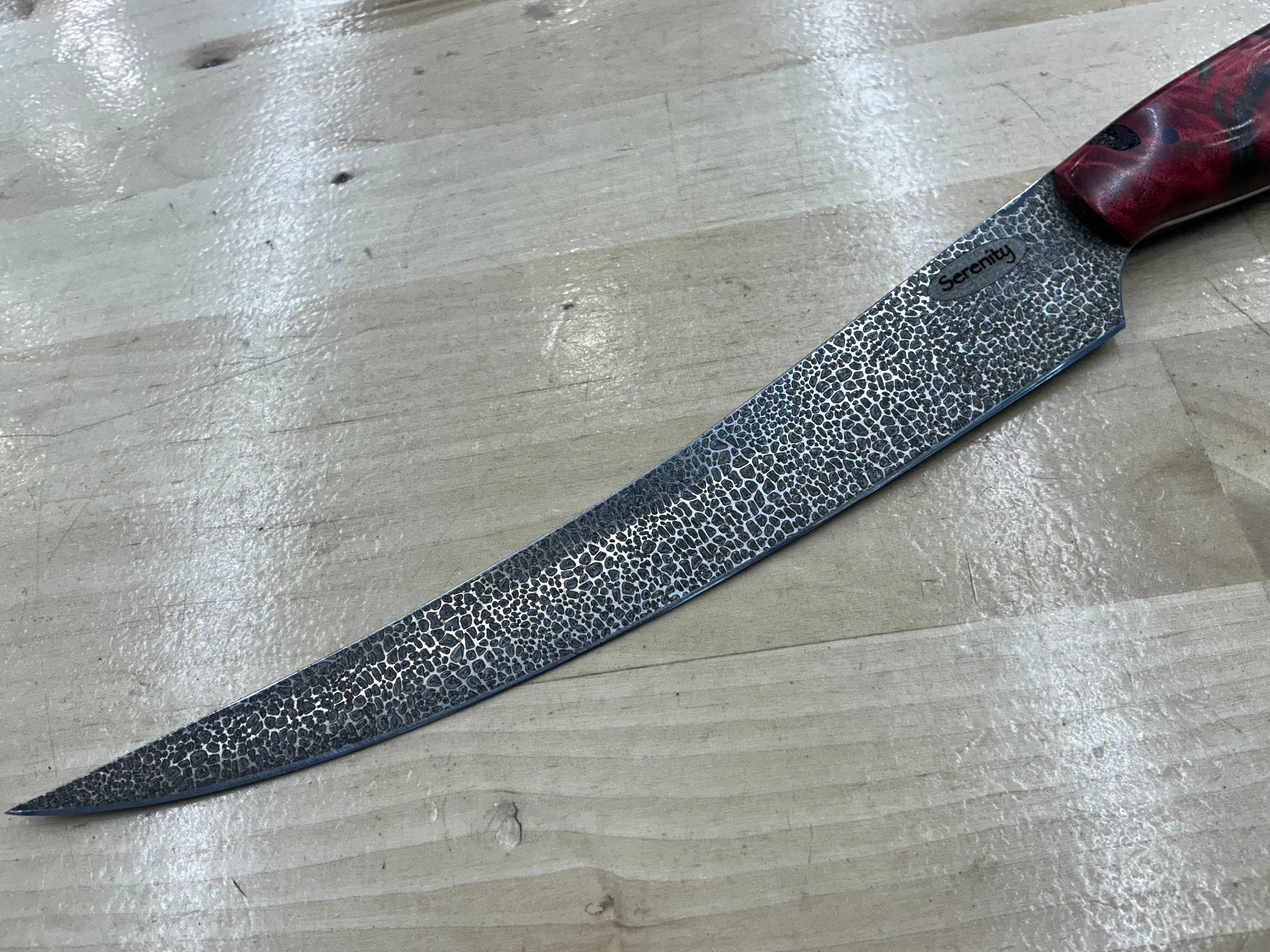 Long Boning Knife - Z-FiNite - Pink Maple Burl Handle