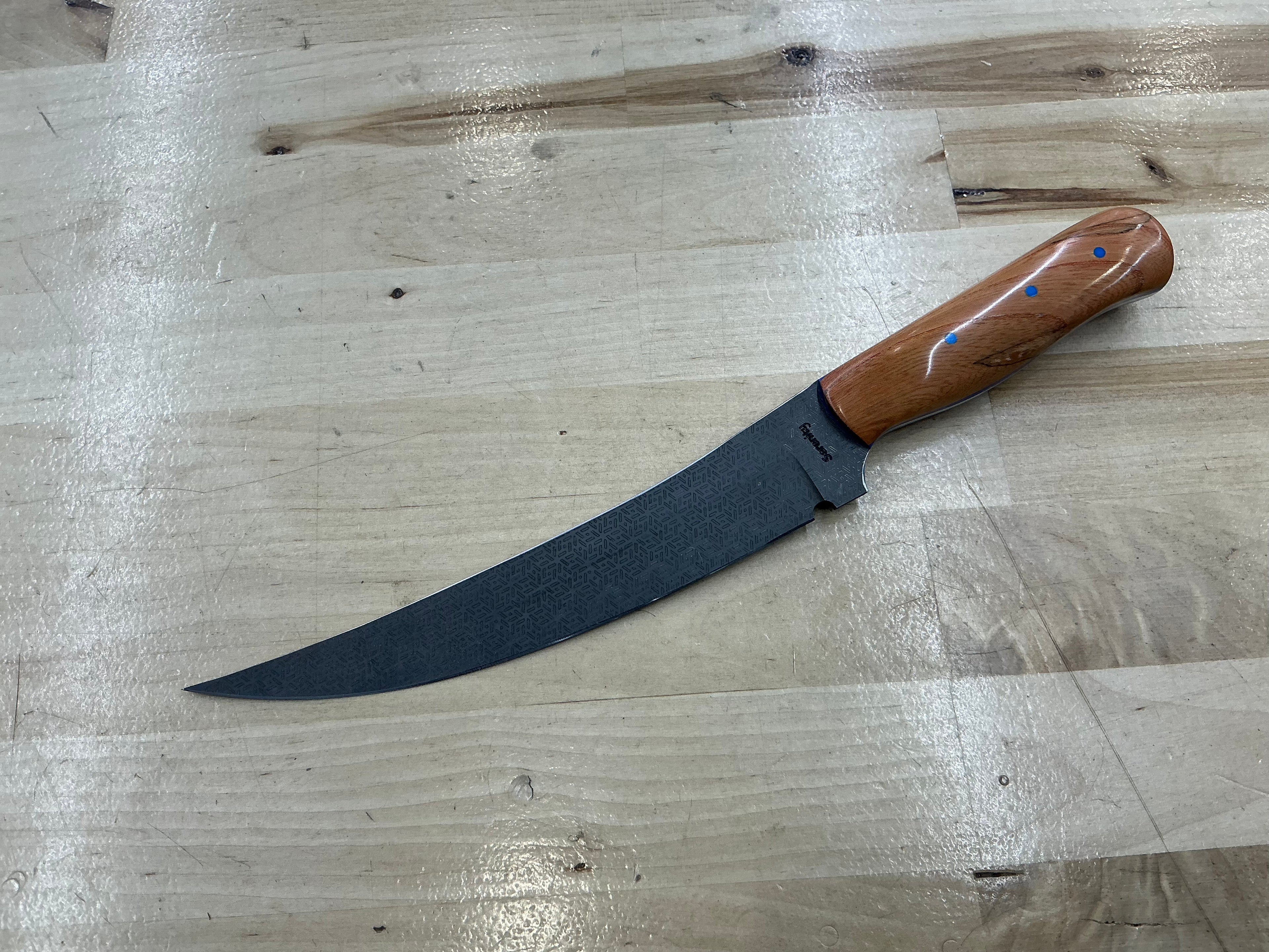 Thick Boning Knife - CPM 154 - Red Spalted Pecan Handle