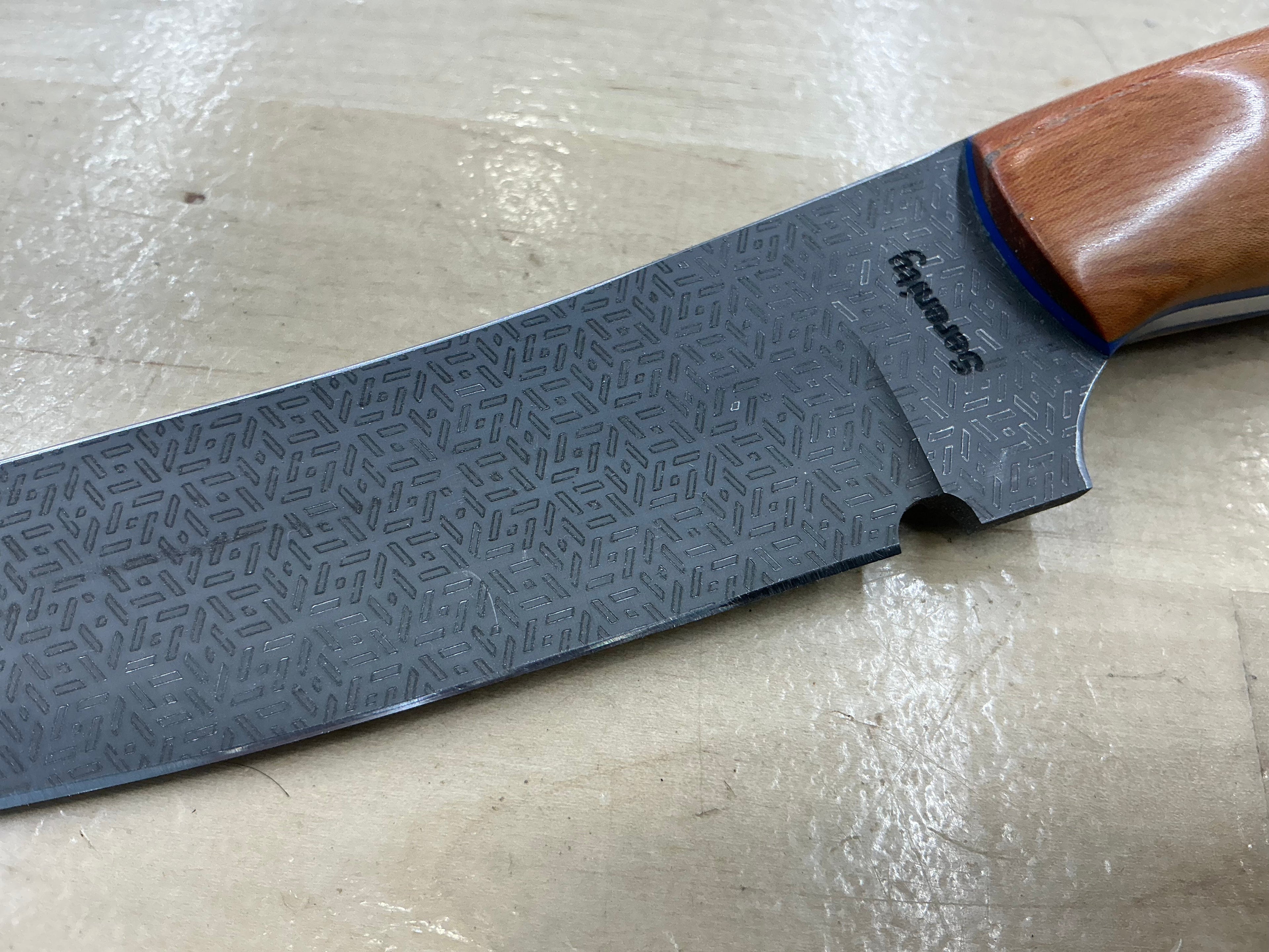 Thick Boning Knife - CPM 154 - Red Spalted Pecan Handle