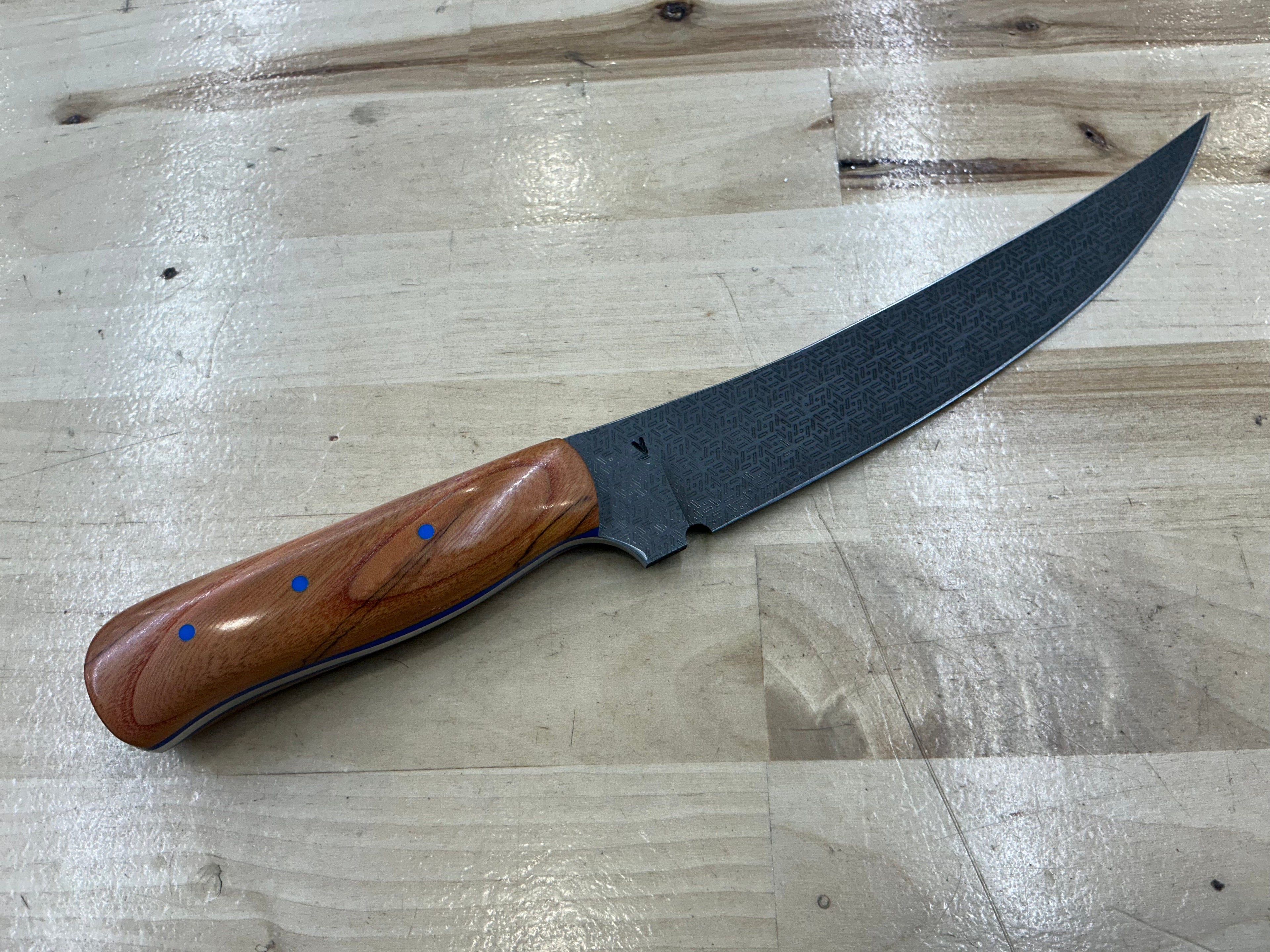 Thick Boning Knife - CPM 154 - Red Spalted Pecan Handle