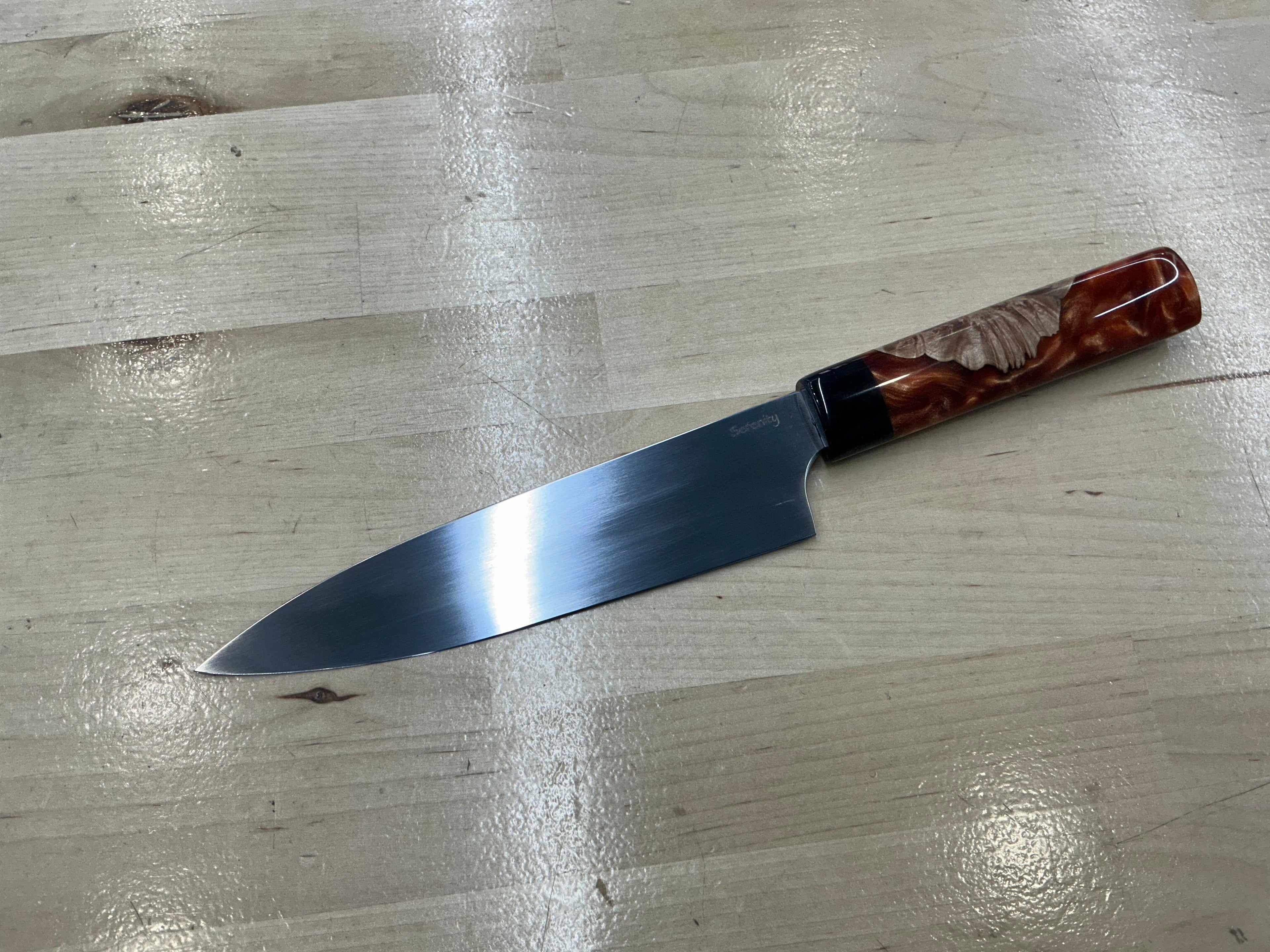 Linear Shiny Wa Handle Gyuto - CPM154 - Hybrid Handle