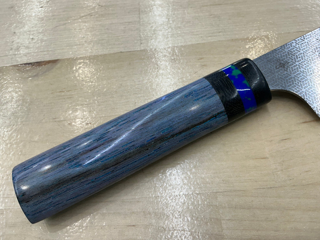 Hidden Tang Gyuto - CPM154 - Blue Spalted Pecan Handle