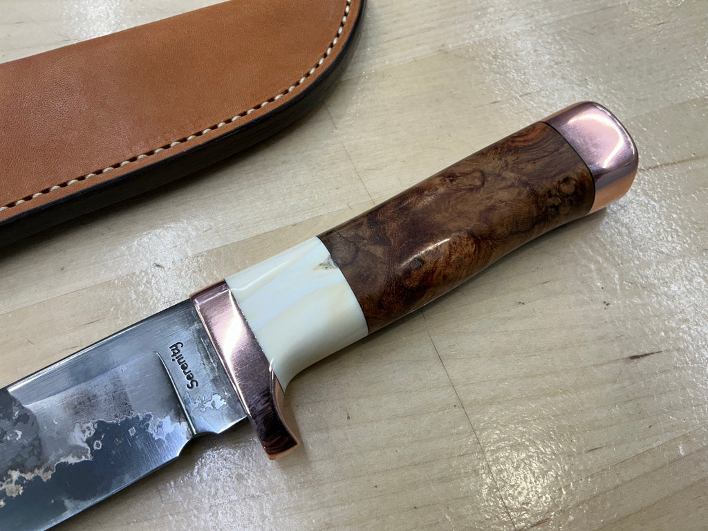Large Drop Point Hunter - CPM154 - Amboyna Burl & Walrus Tusk Handle