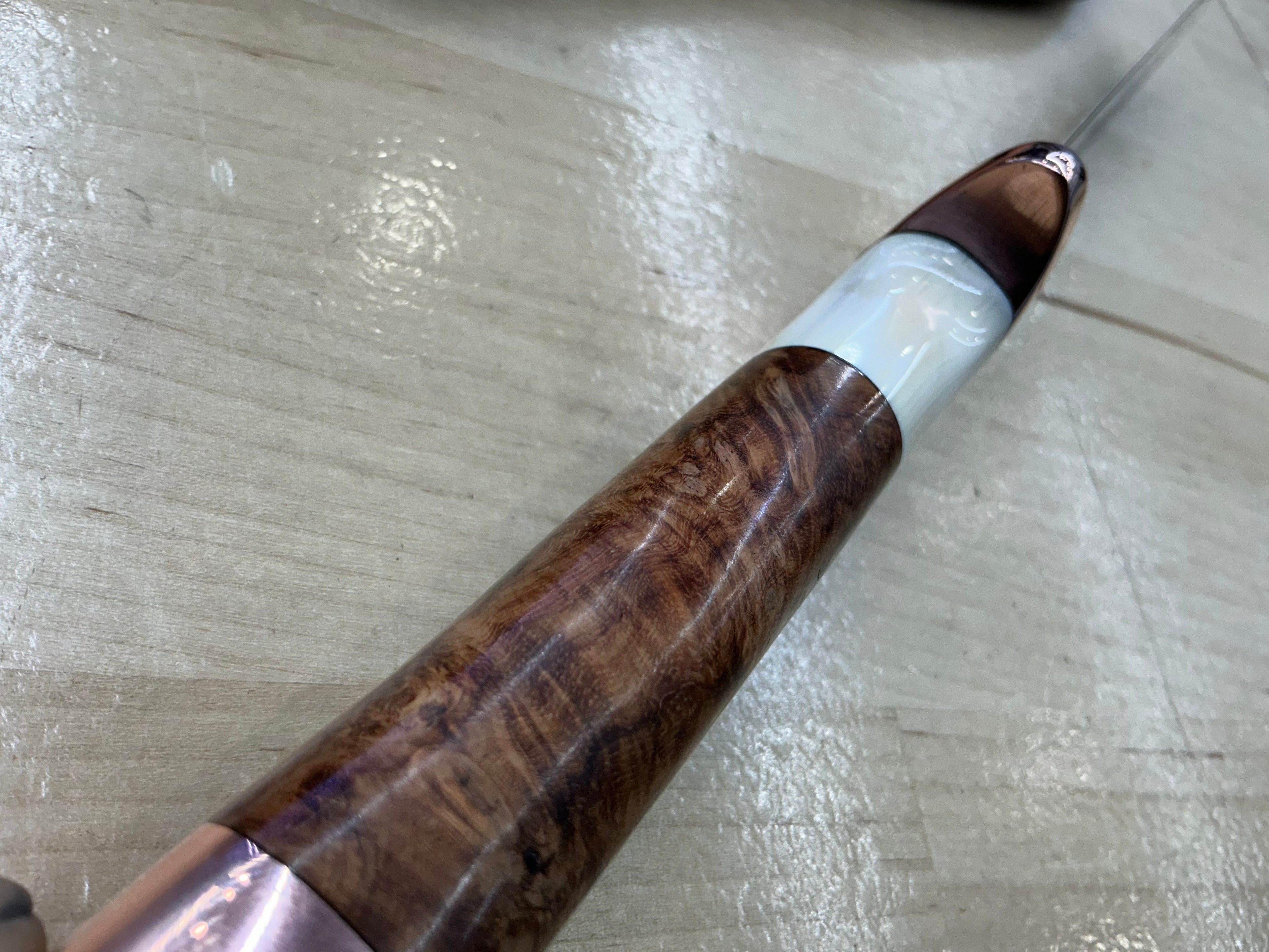 Large Drop Point Hunter - CPM154 - Amboyna Burl & Walrus Tusk Handle