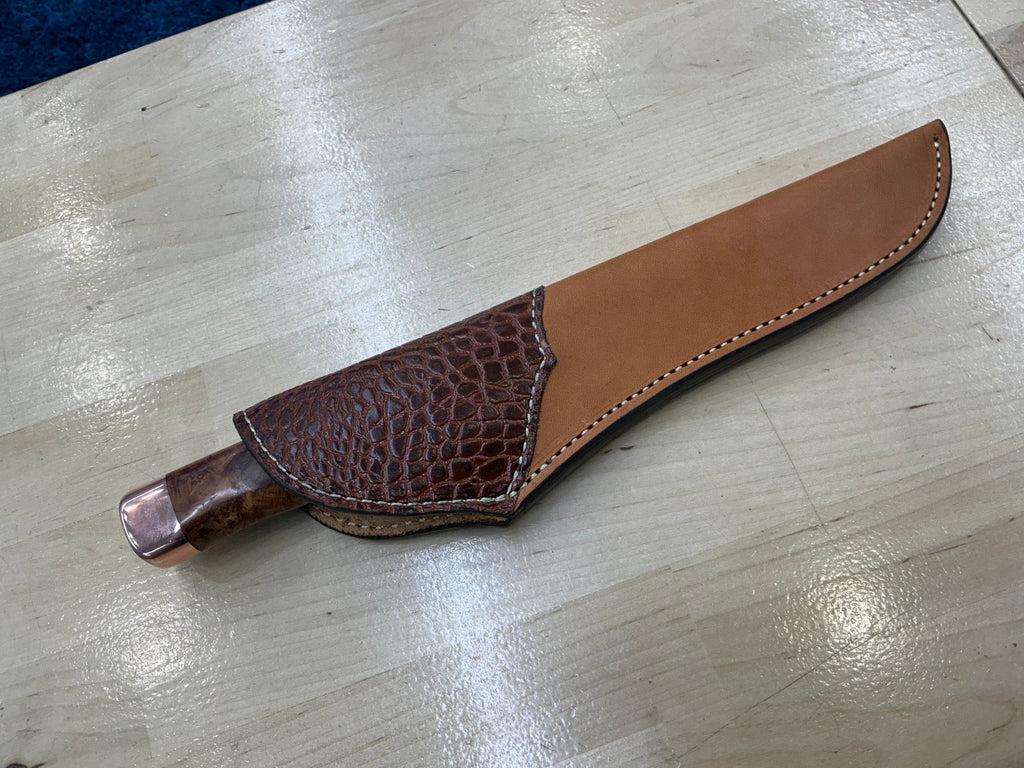 Large Drop Point Hunter - CPM154 - Amboyna Burl & Walrus Tusk Handle