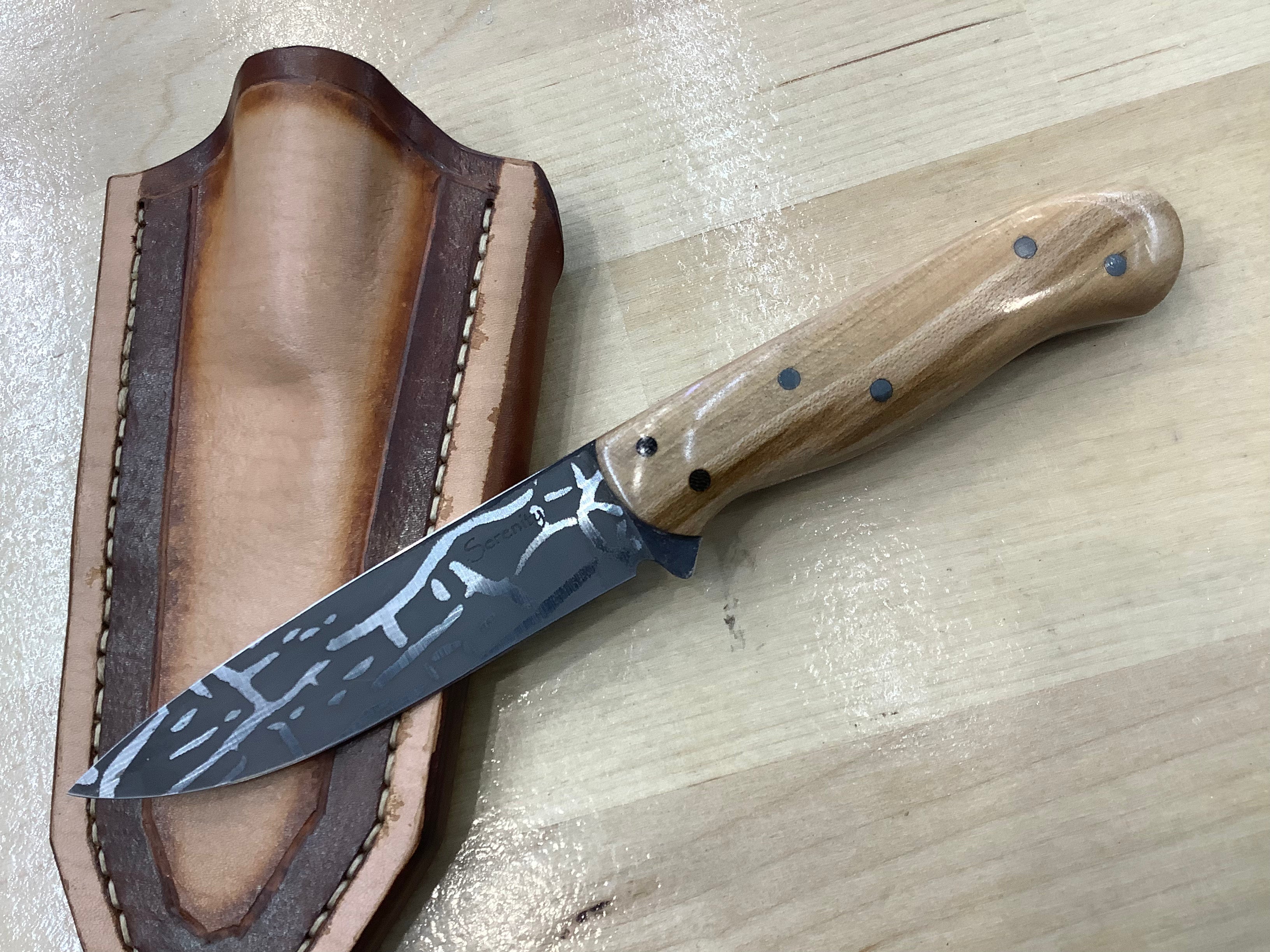 American Heritage Utility CPM154 with Handmade Leather Sheath