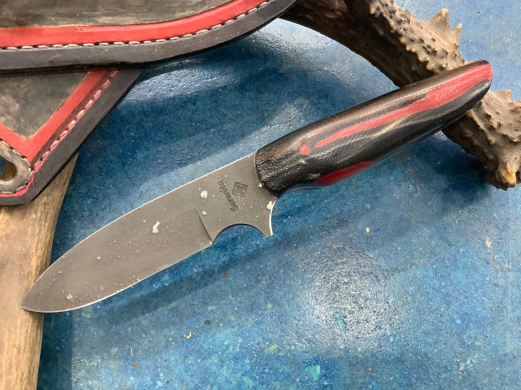Drop Point EDC CPM MagnaCut Black & Red Micarta