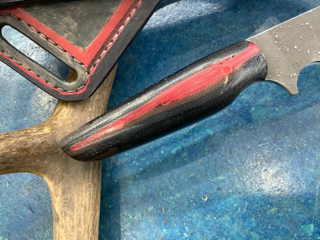Drop Point EDC CPM MagnaCut Black & Red Micarta