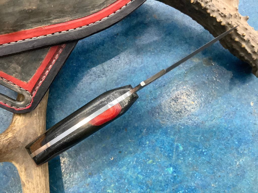 Drop Point EDC CPM MagnaCut Black & Red Micarta