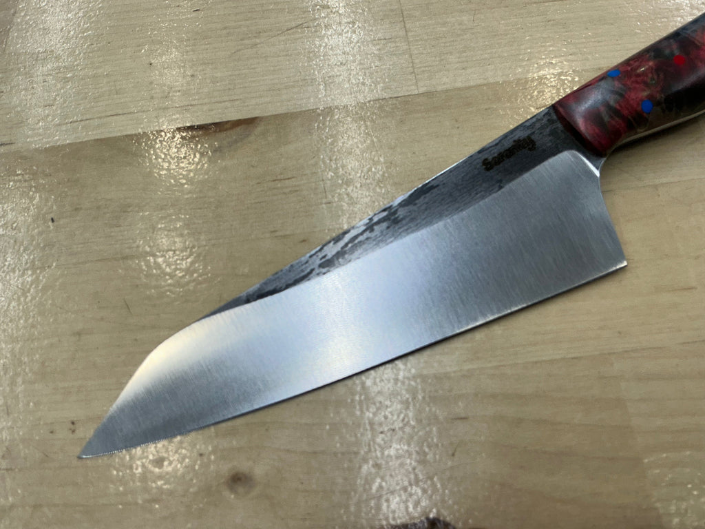 K-Tip Petty/Utility Knife - Red/Blue Box Elder Burl - CPM154