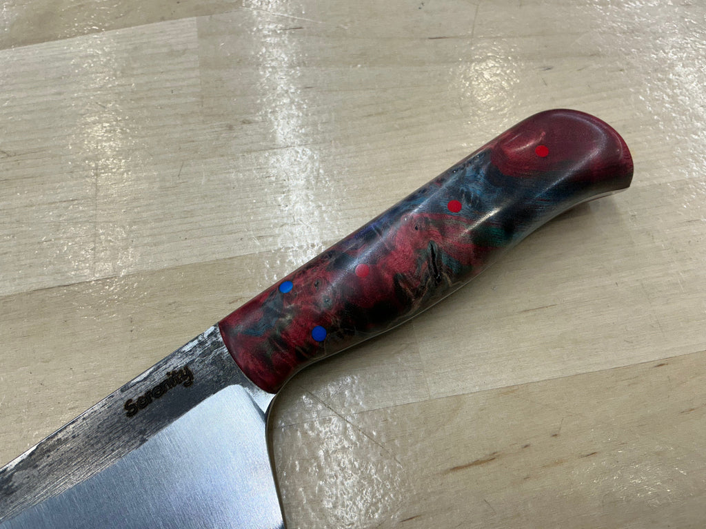 K-Tip Petty/Utility Knife - Red/Blue Box Elder Burl - CPM154