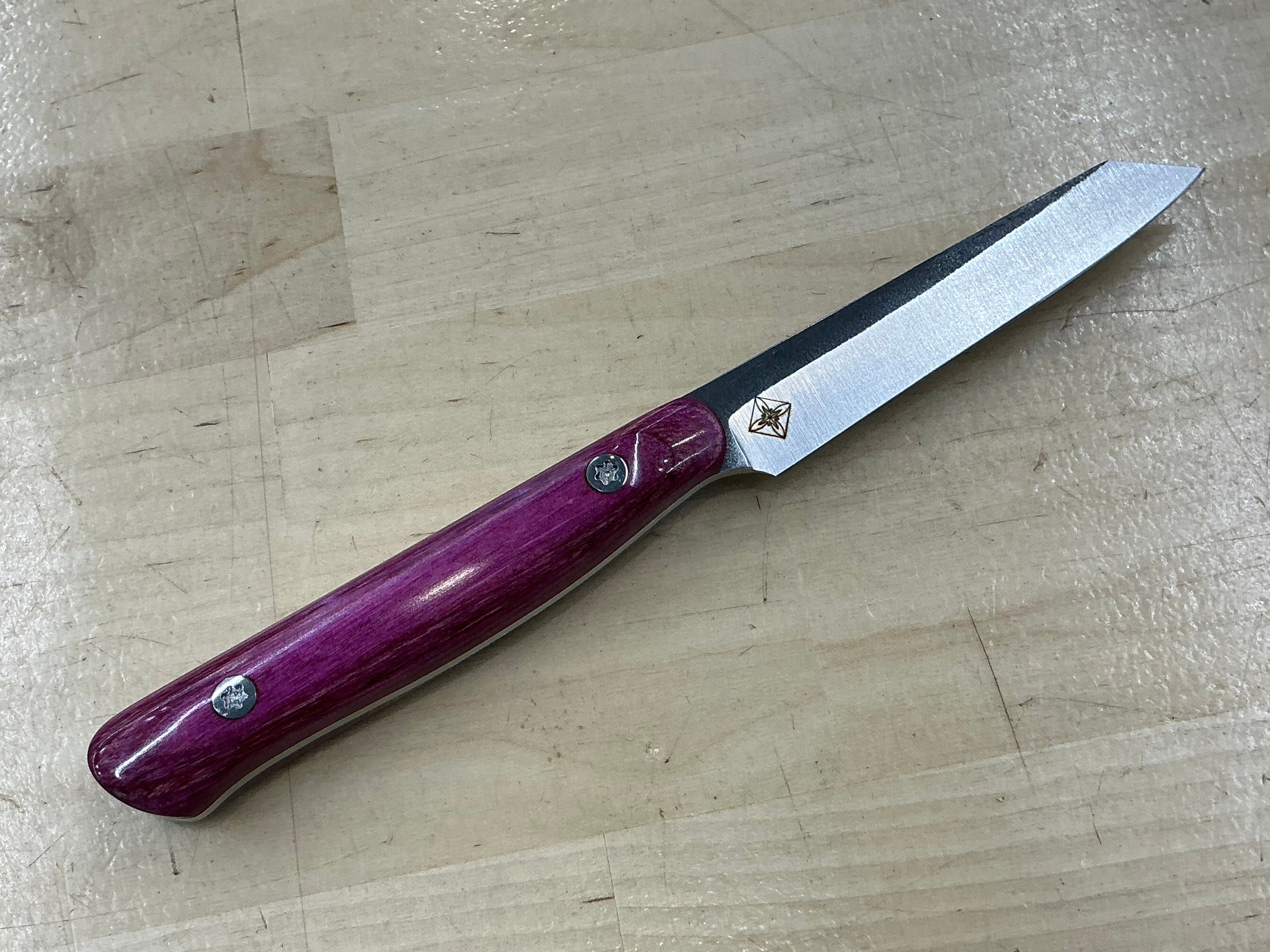 Fuschsia Short Paring Knife - CPM154 - Liberty Wood Handle
