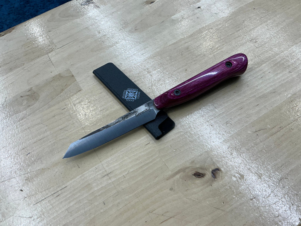 Fuschsia Short Paring Knife - CPM154 - Liberty Wood Handle
