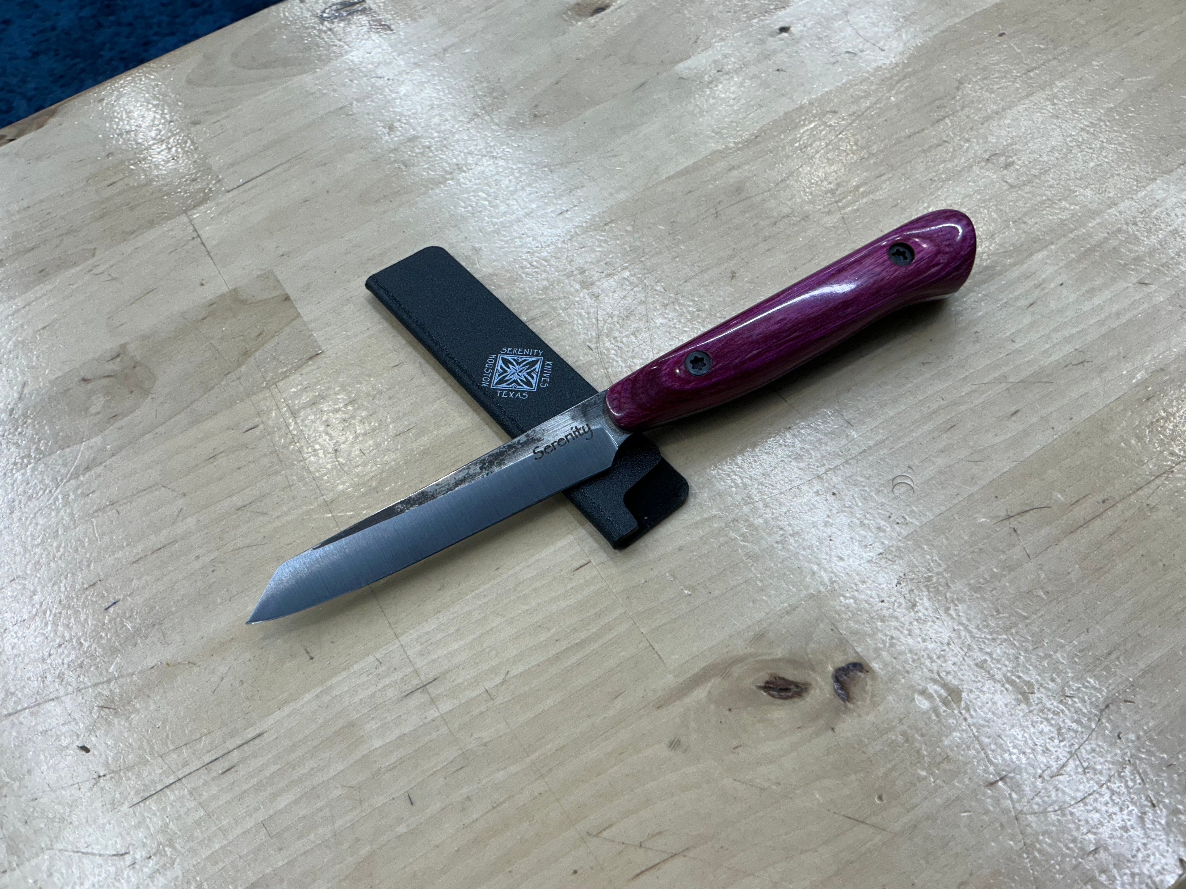 Fuschsia Short Paring Knife - CPM154 - Liberty Wood Handle