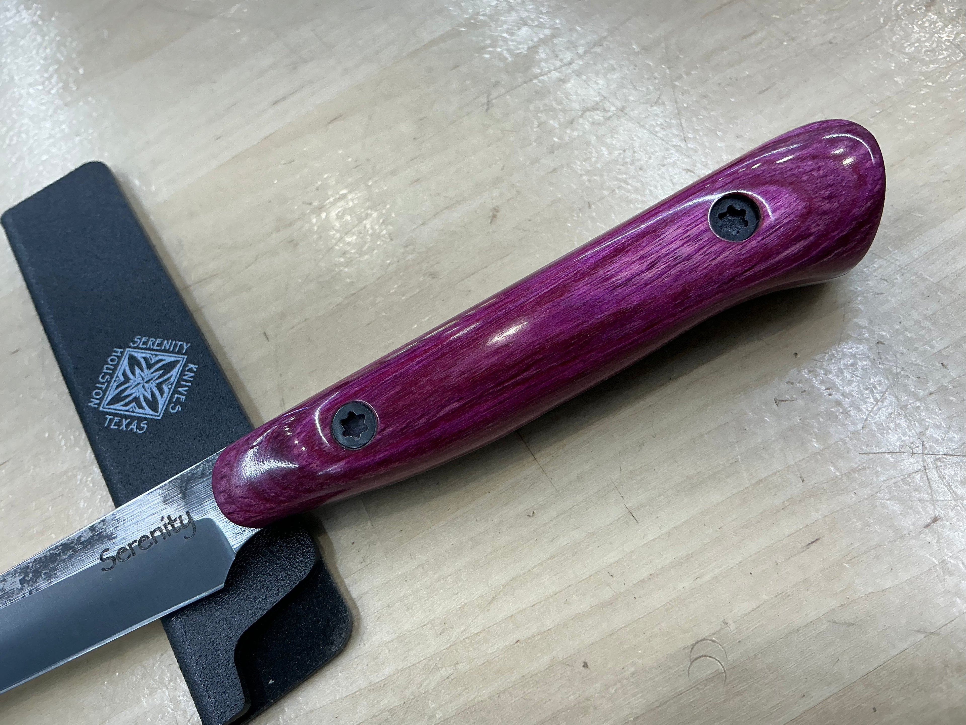 Fuschsia Short Paring Knife - CPM154 - Liberty Wood Handle