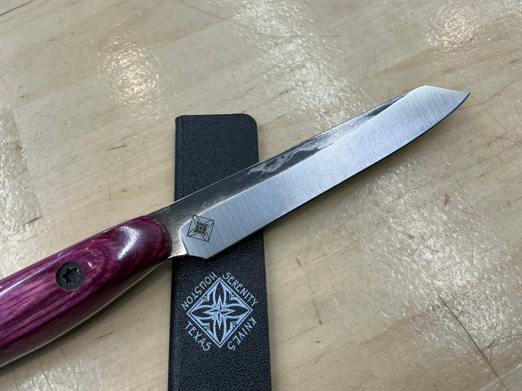 Fuschsia Short Paring Knife - CPM154 - Liberty Wood Handle