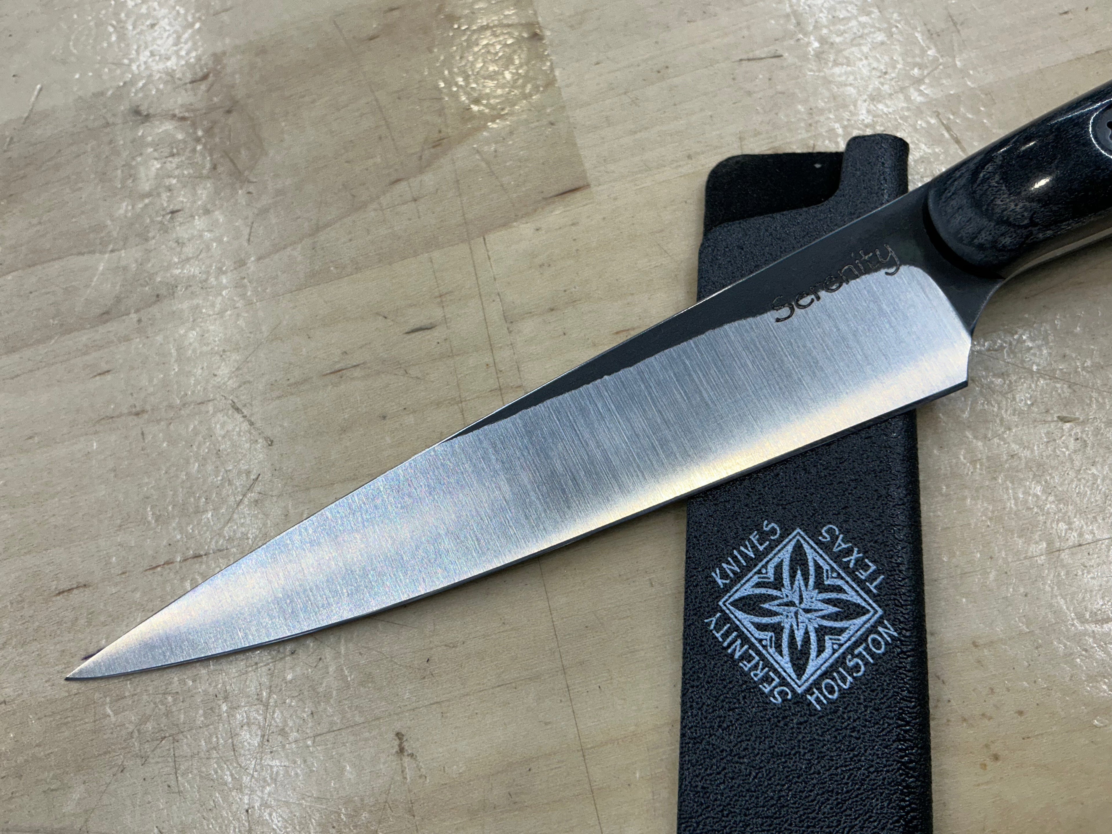 Long Charcoal Paring Knife - CPM154 - Liberty Wood Handle