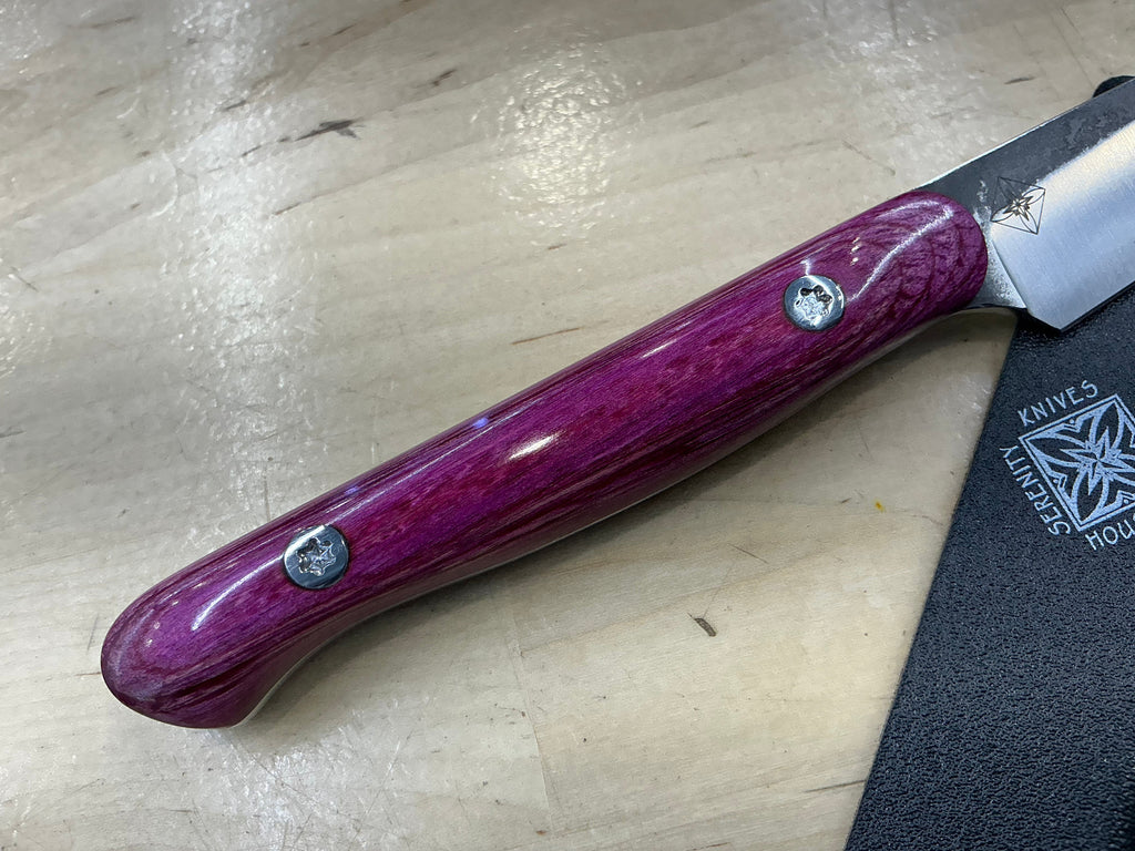 Long Fuschia Paring Knife - CPM154 - Liberty Wood Handle