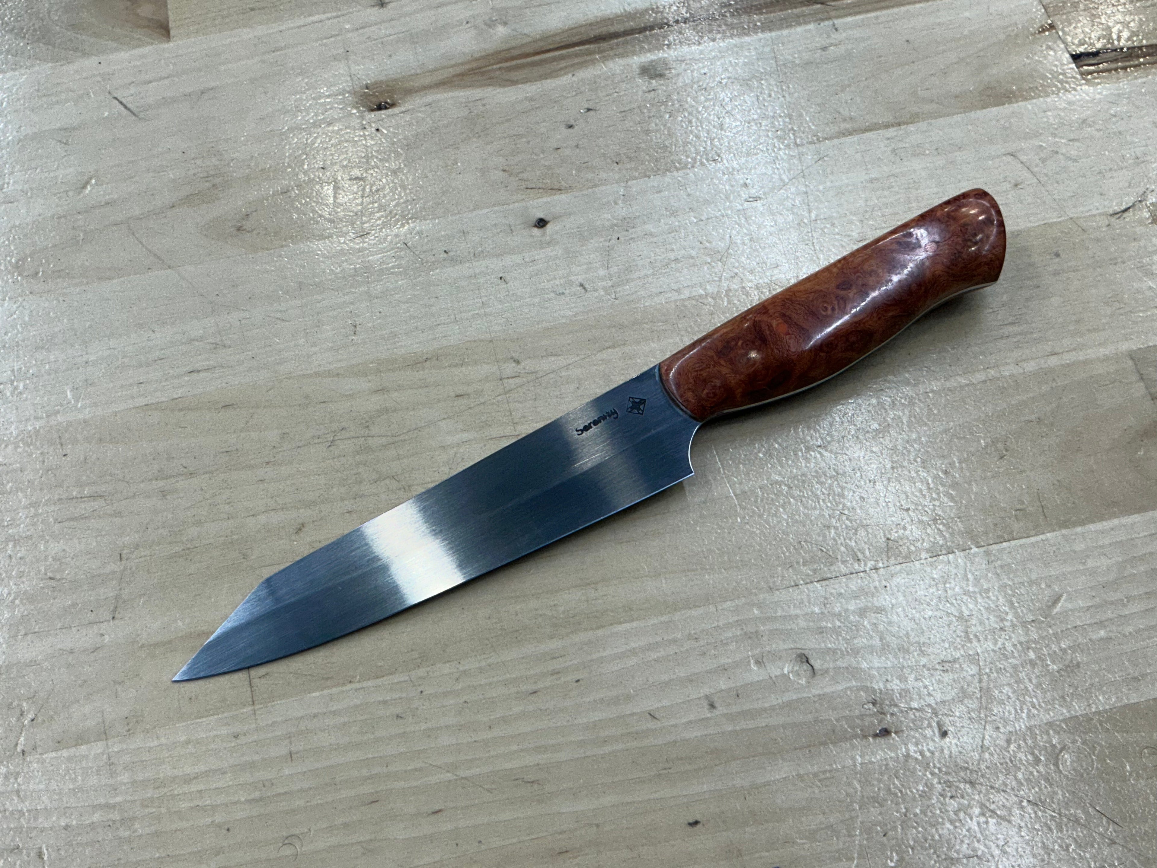 Steaksuki Knife - CPM154 - Amboyna Burl