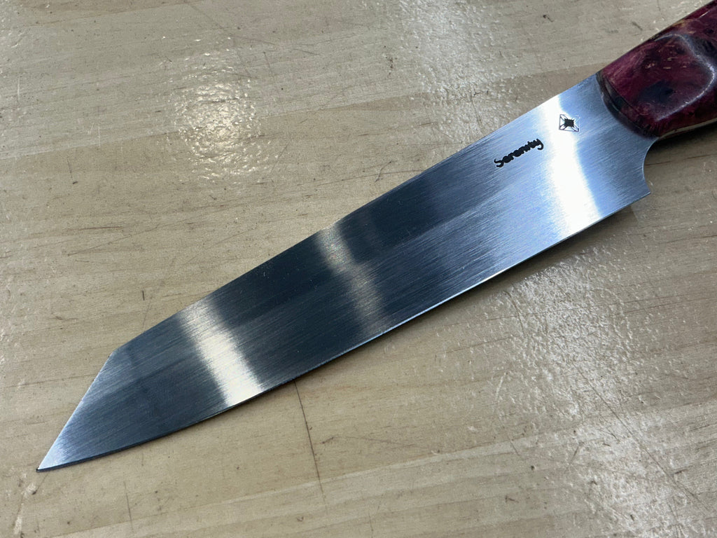 Steaksuki Knife - CPM154 - Purple Box Elder Burl