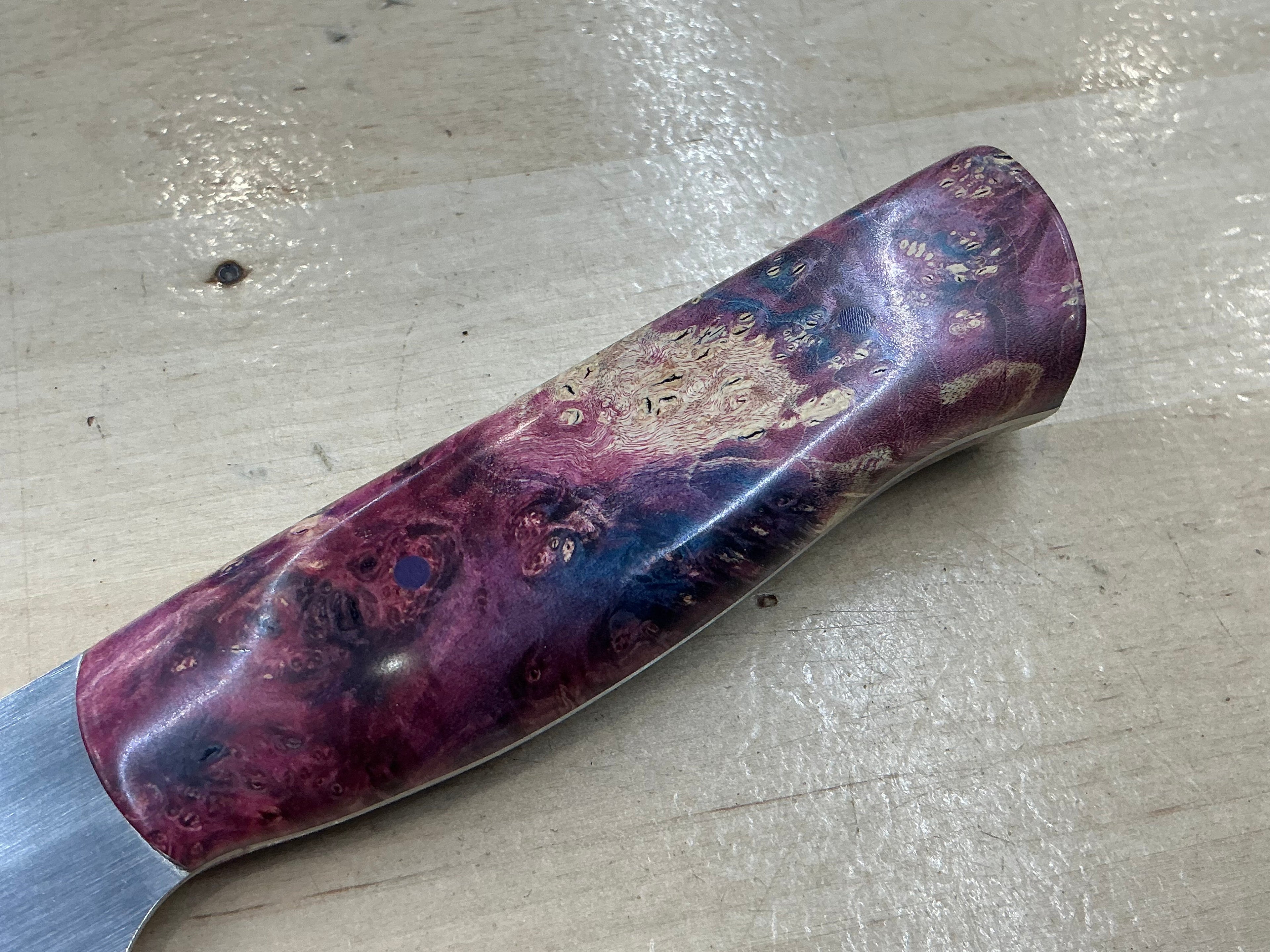 Steaksuki Knife - CPM154 - Purple Box Elder Burl