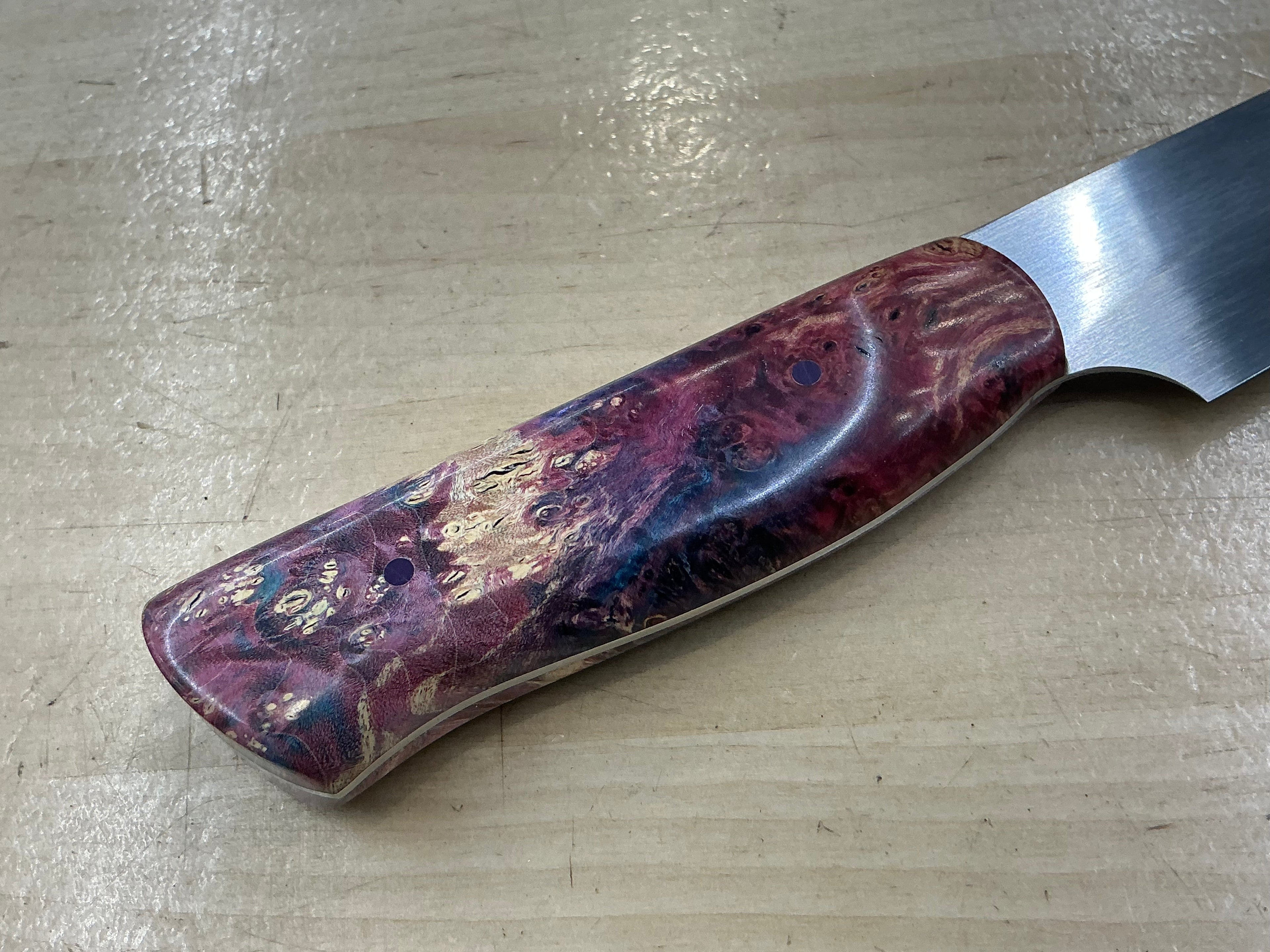 Steaksuki Knife - CPM154 - Purple Box Elder Burl