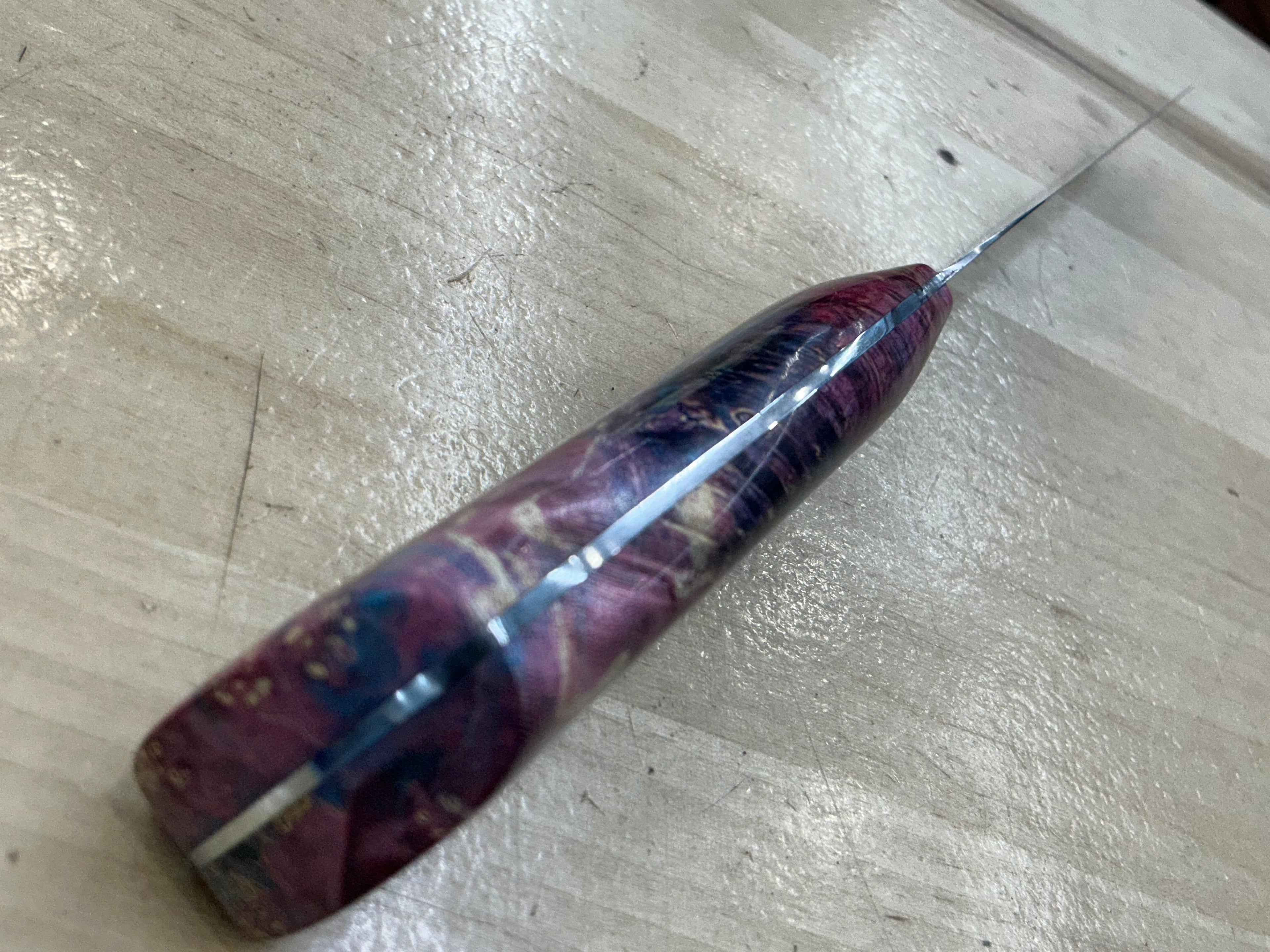 Steaksuki Knife - CPM154 - Purple Box Elder Burl