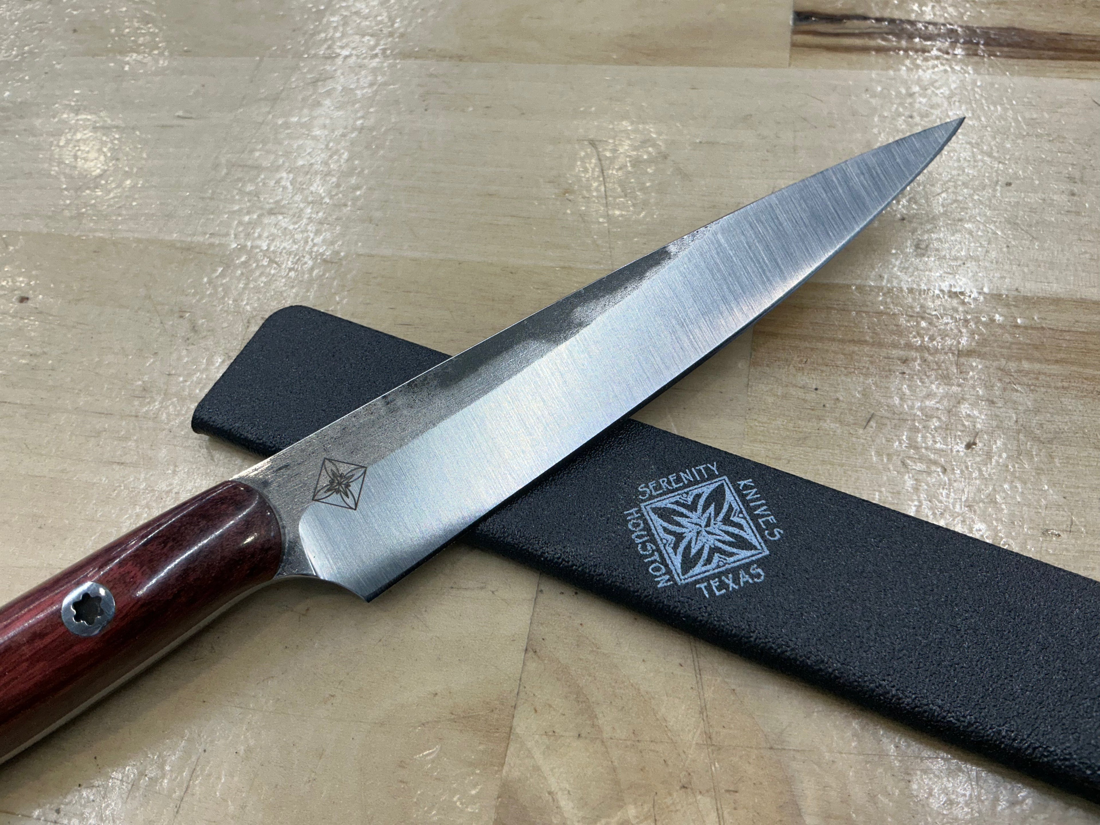 Rosewood Long Paring Knife - CPM154 - Liberty Wood Handle