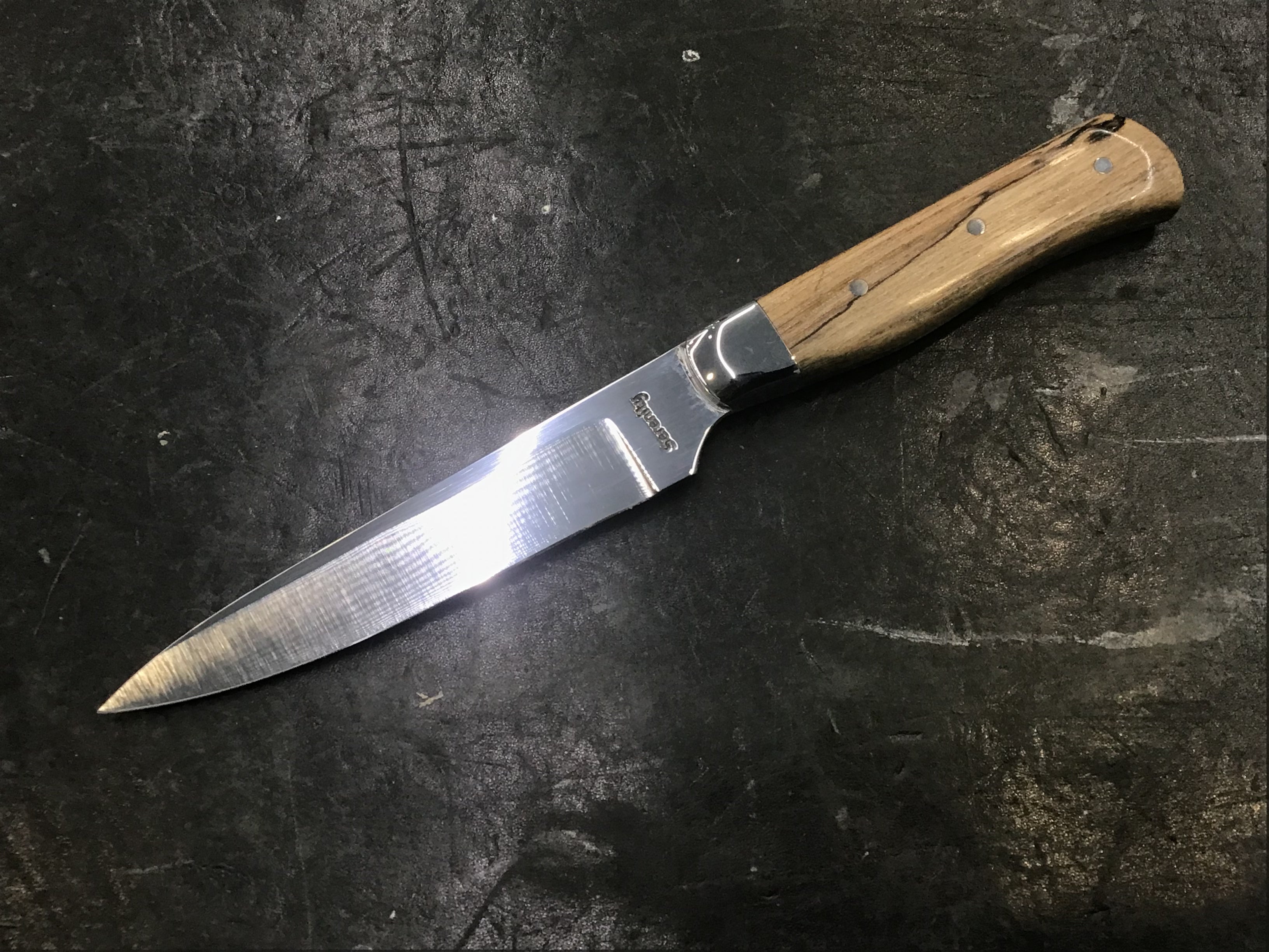 V - Series Paring Knife in CPM 154 - 304 SS Bolster & Texas Spalted Pecan