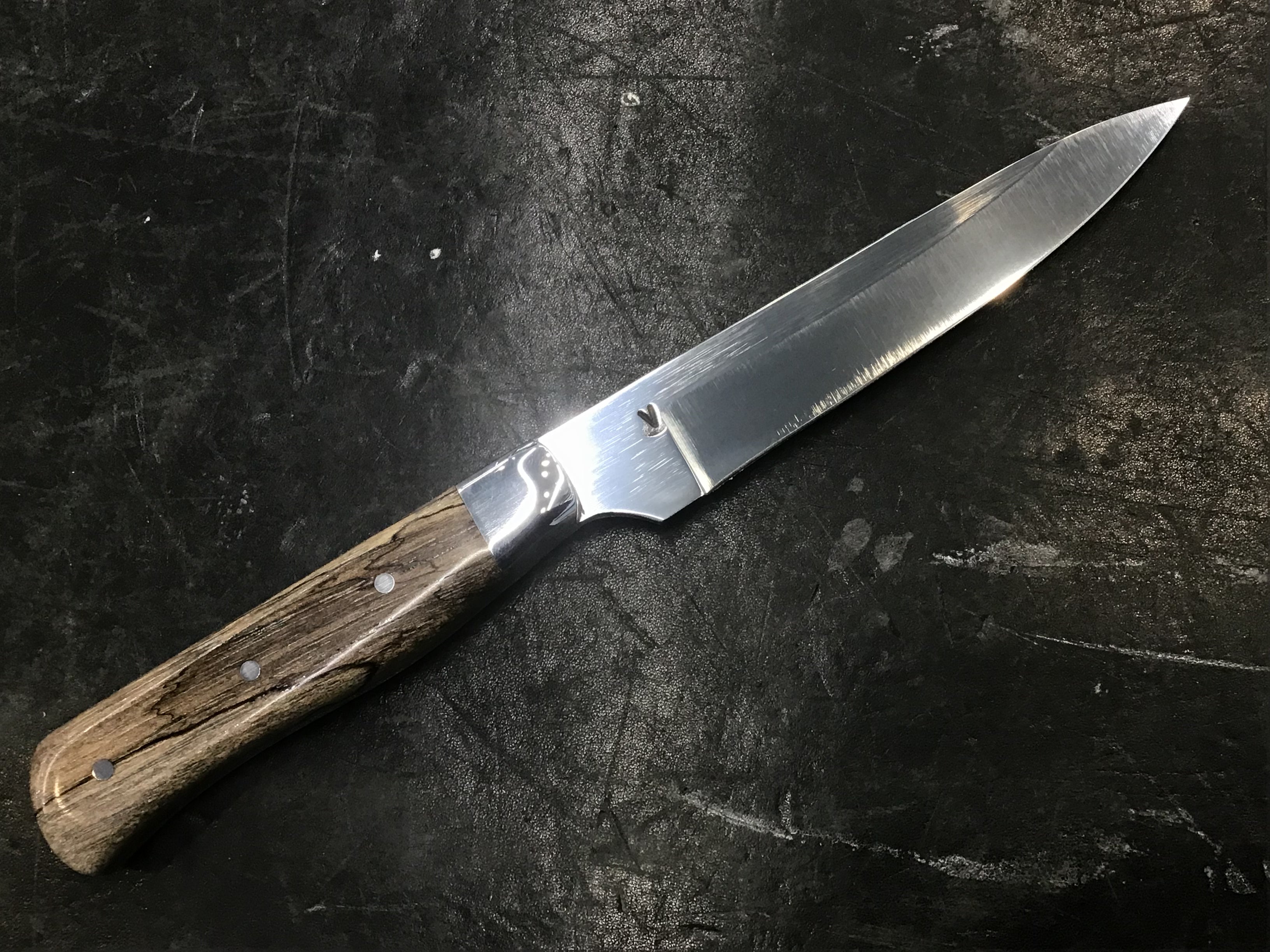 V - Series Paring Knife in CPM 154 - 304 SS Bolster & Texas Spalted Pecan