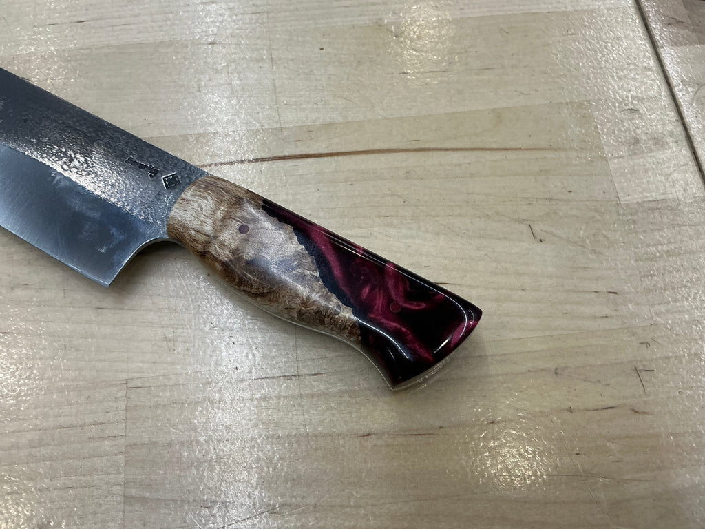 Maple Burl and Burgundy Resin Slicer