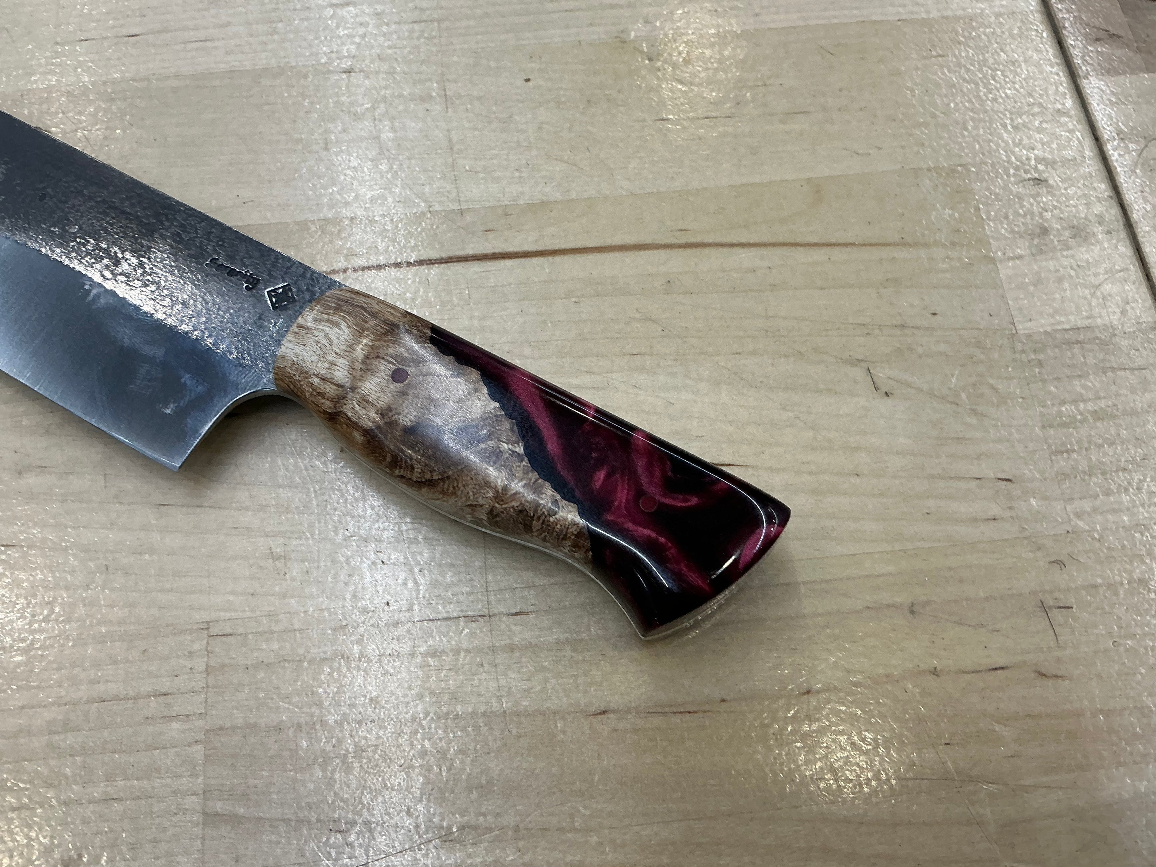 Maple Burl and Burgundy Resin Slicer