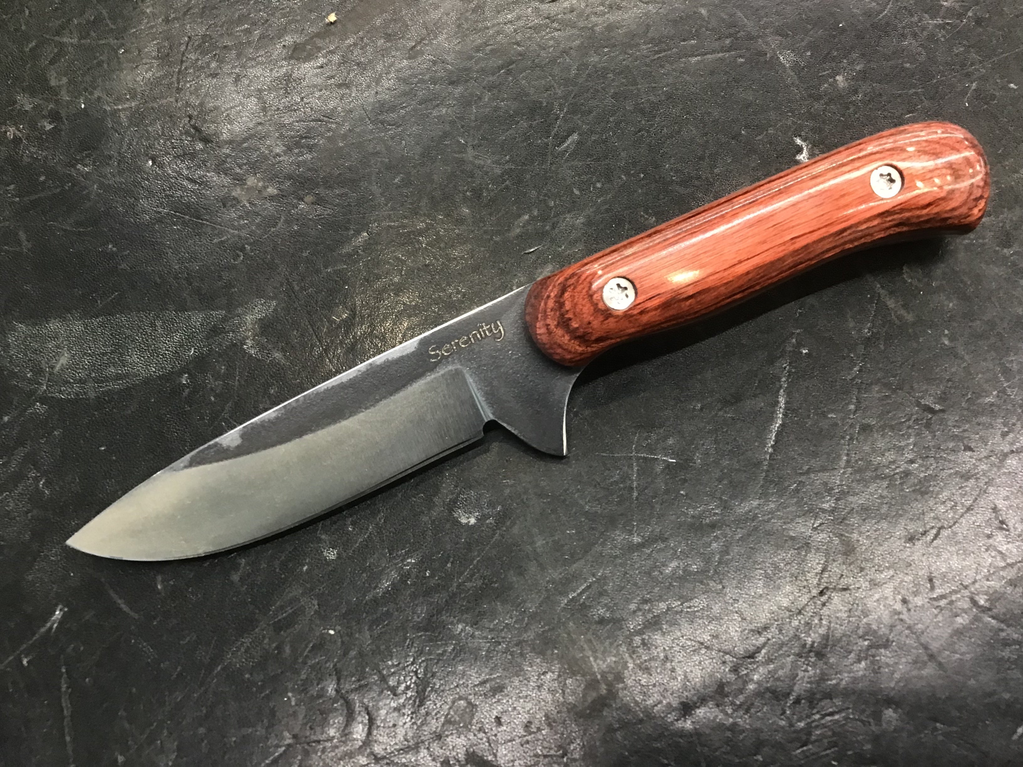 American Heritage Utility Knife - CPM154 with Rosewood Laminate Wood Handle