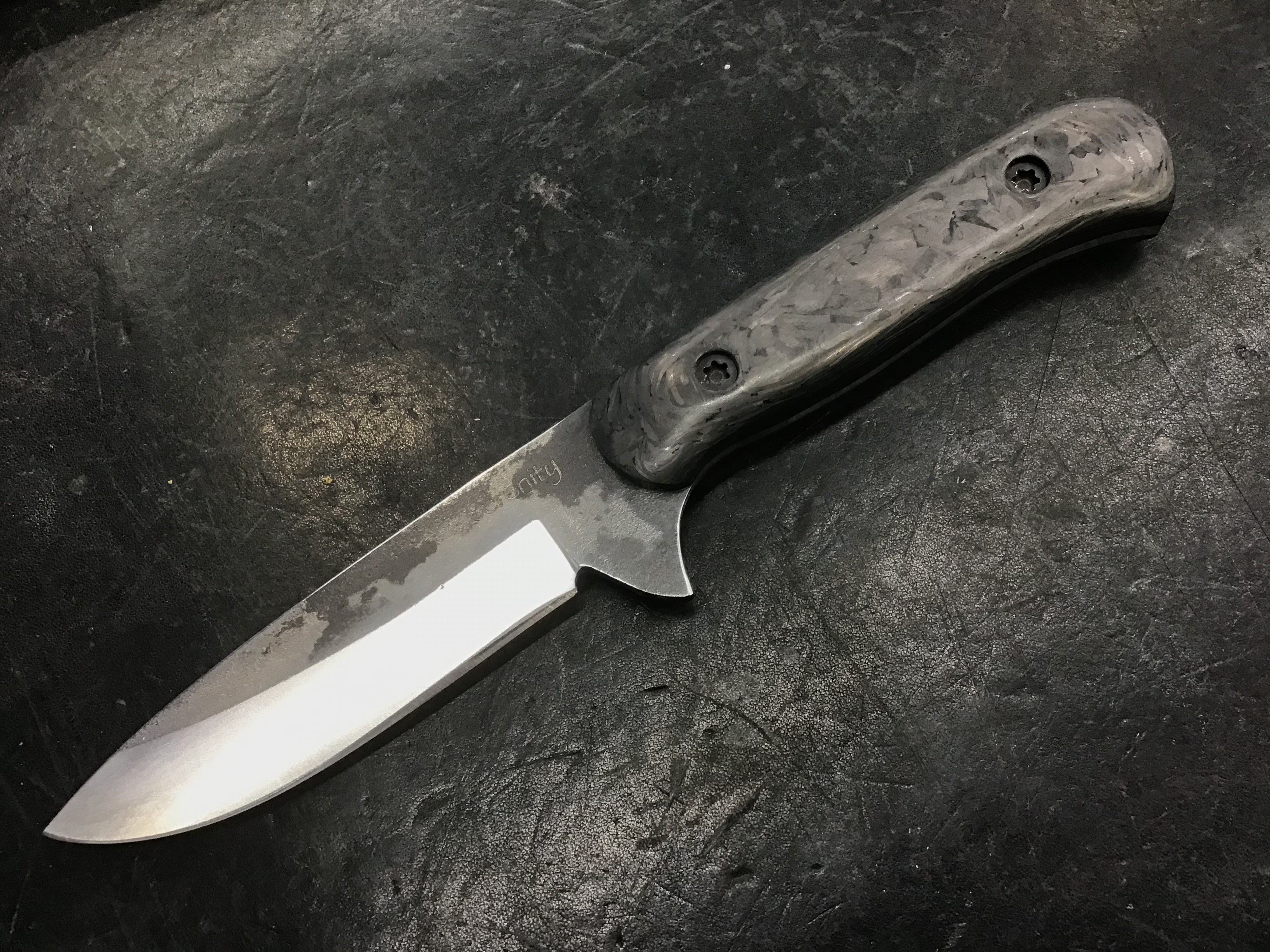 American Heritage Utility Knife - CPM154 with Marbled Carbon Fiber Handle