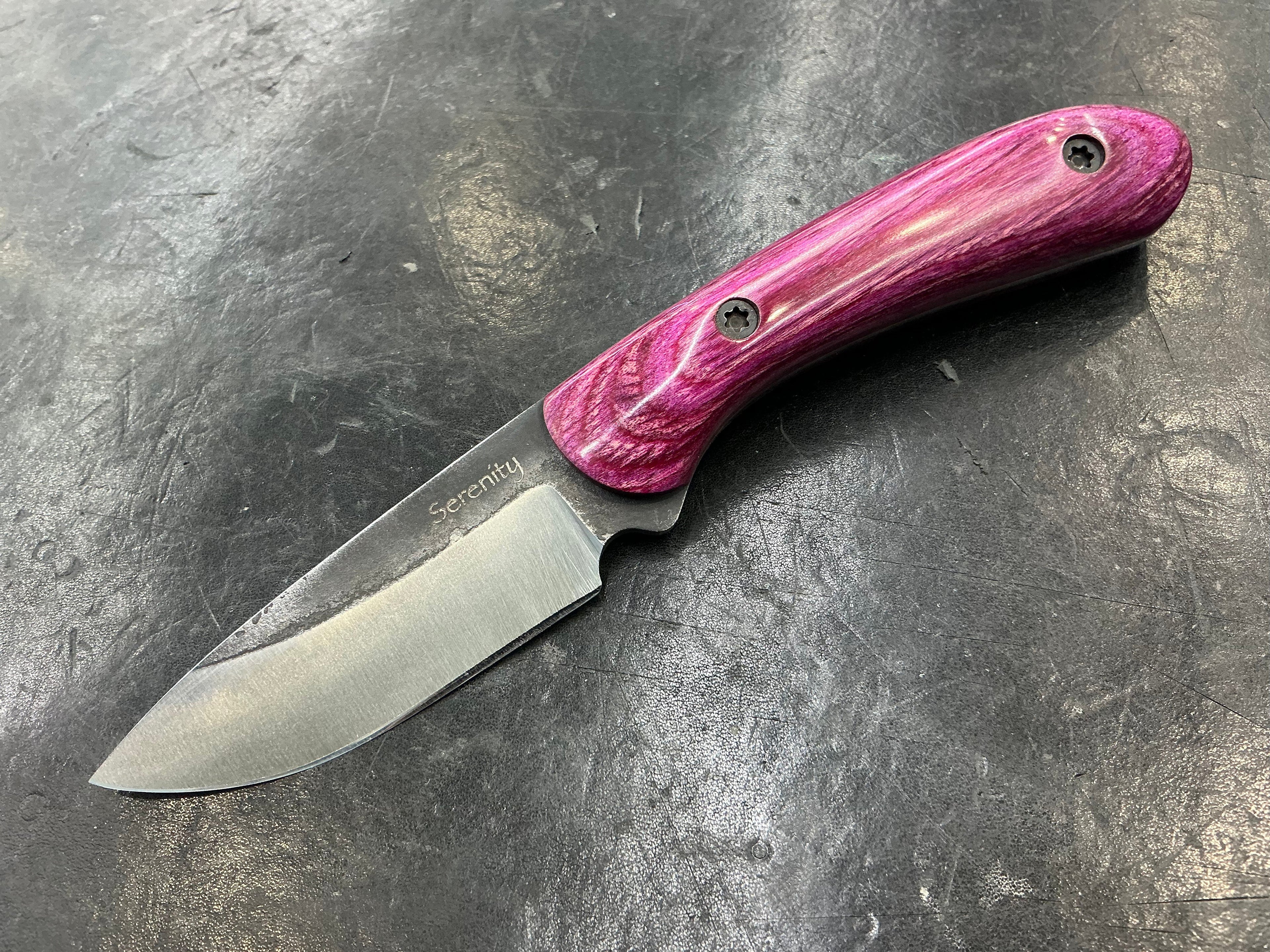 713 Utility Knife - CPM154 with Fuchsia Laminate Wood Handle