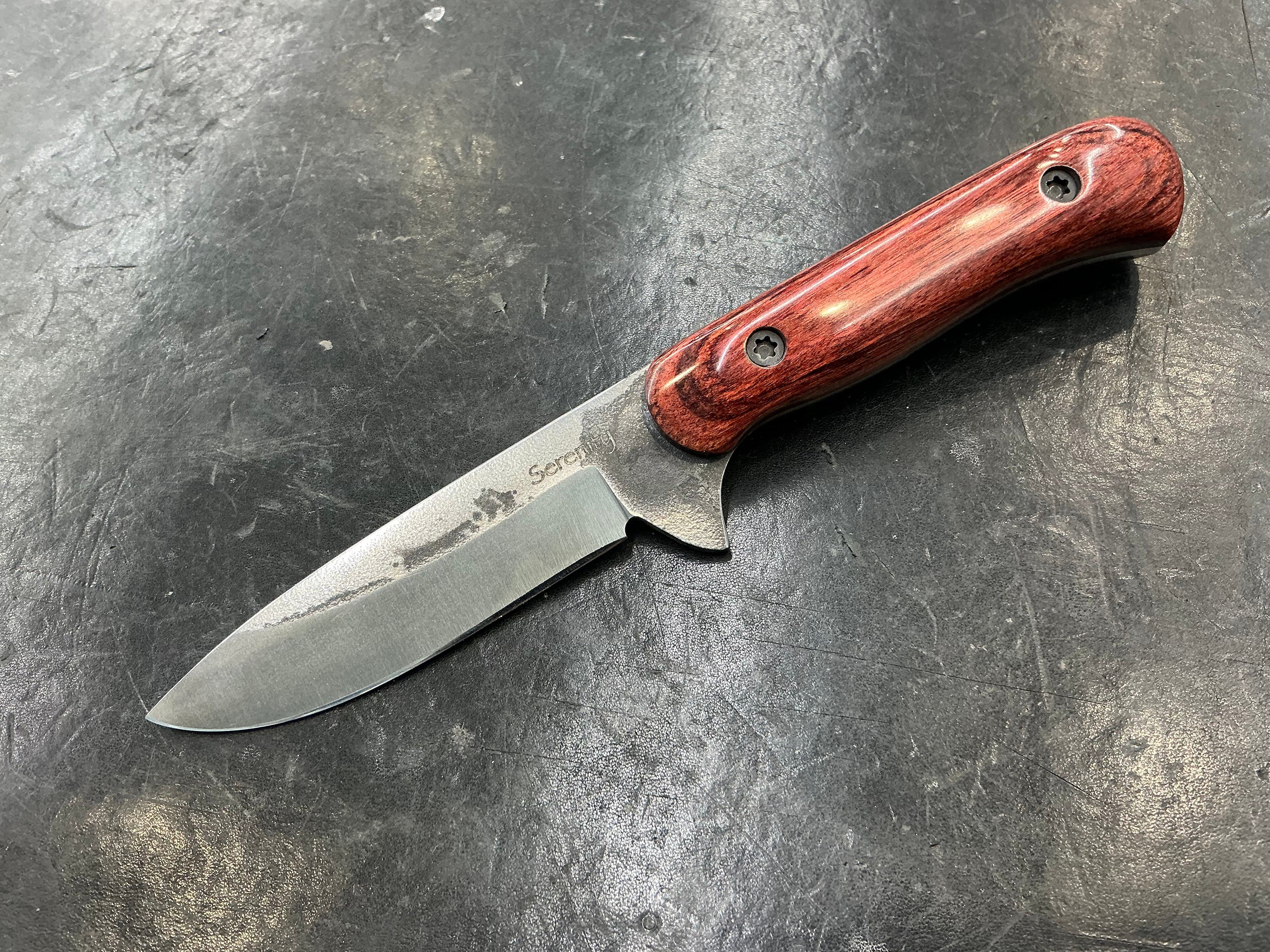 American Heritage Utility Knife - CPM154 with Rosewood Laminate Wood Handle