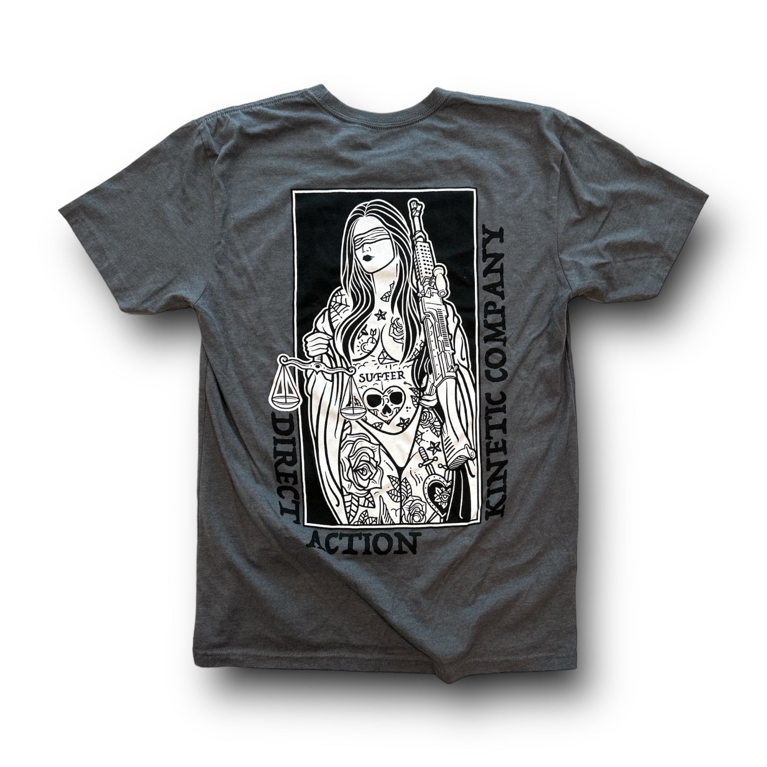 "BLIND JUSTICE" TEE (HEATHER CHARCOAL)