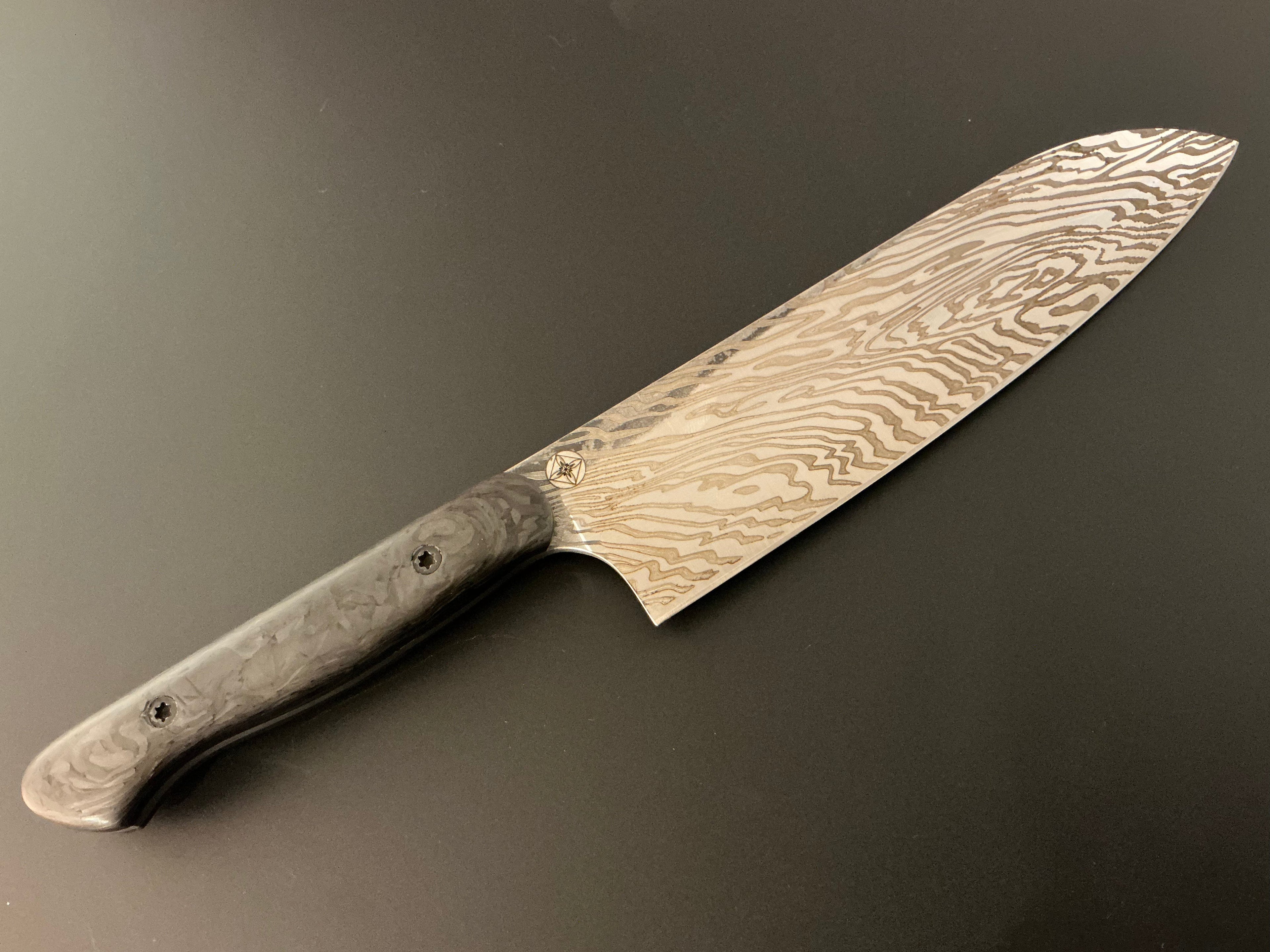 Carbon Fiber Lazmascus Santoku - CPM154