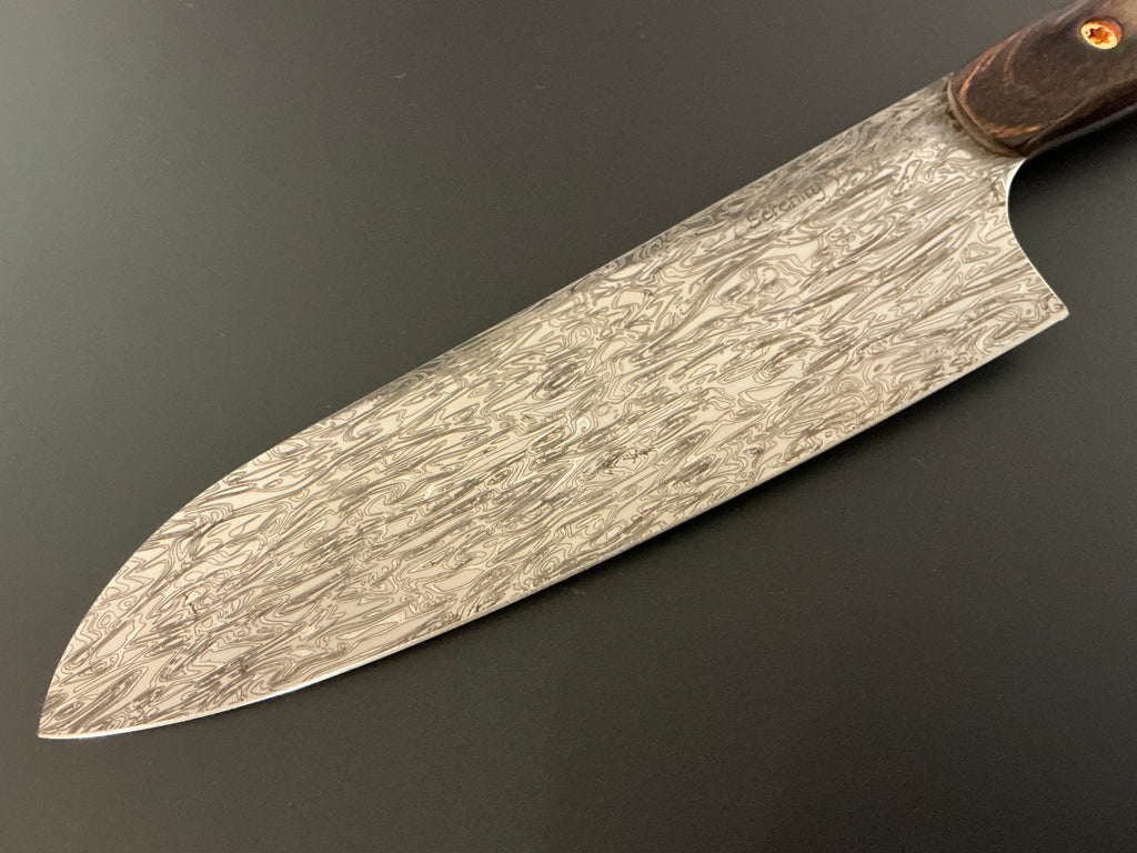 Walnut Lazmascus Santoku - CPM154 - Liberty Wood Handle