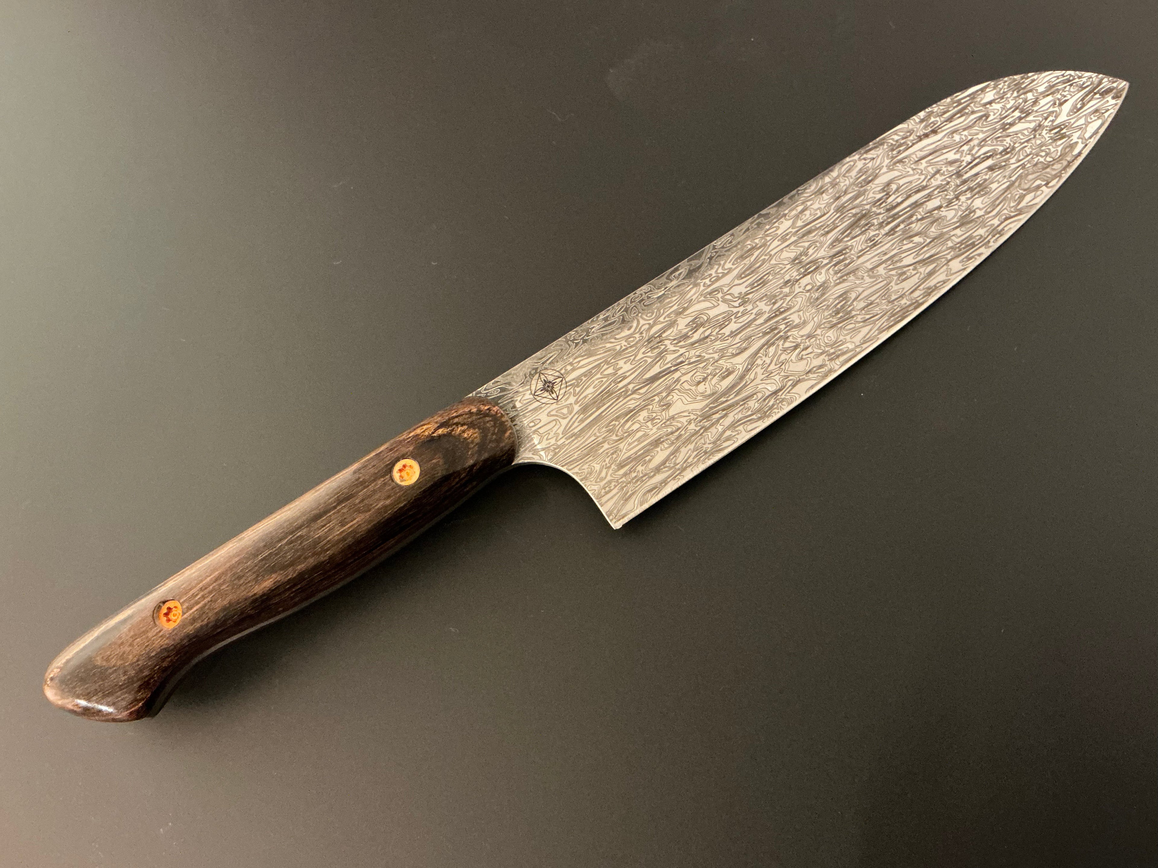 Walnut Lazmascus Santoku - CPM154 - Liberty Wood Handle