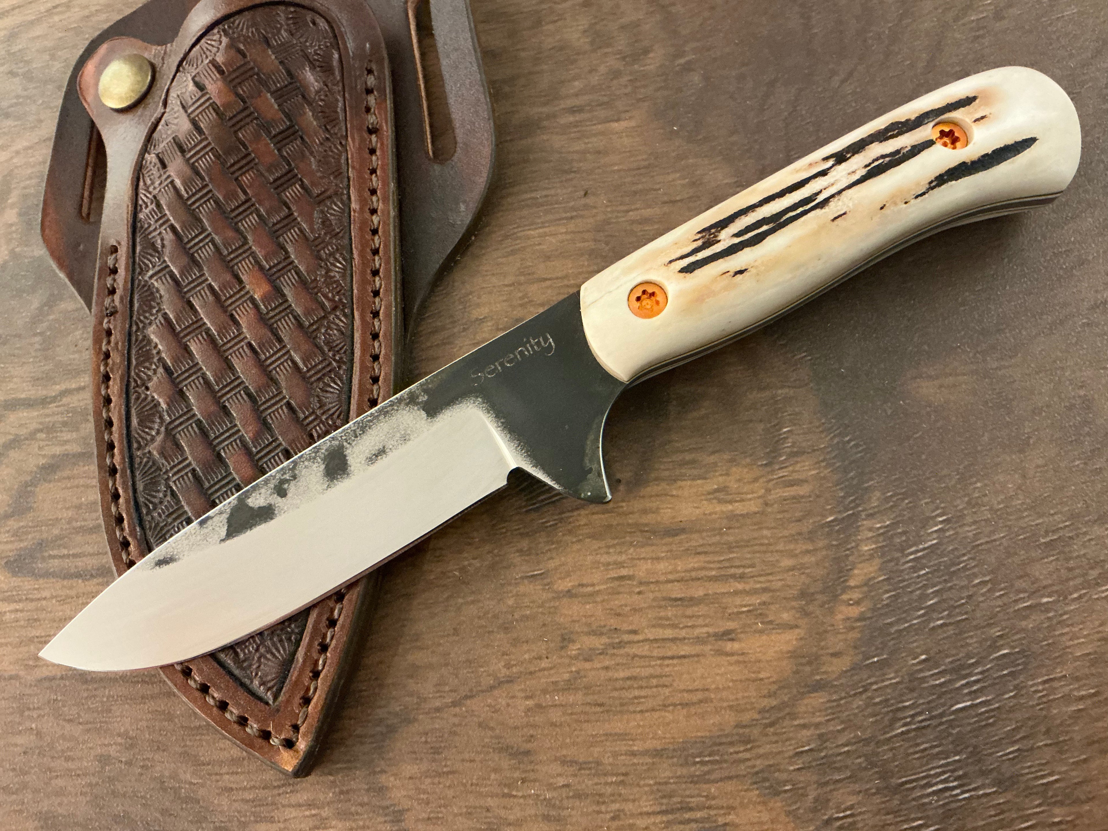 3/5 American Heritage Antler Series Utility Every Day Carry with Handmade Leather Sheath