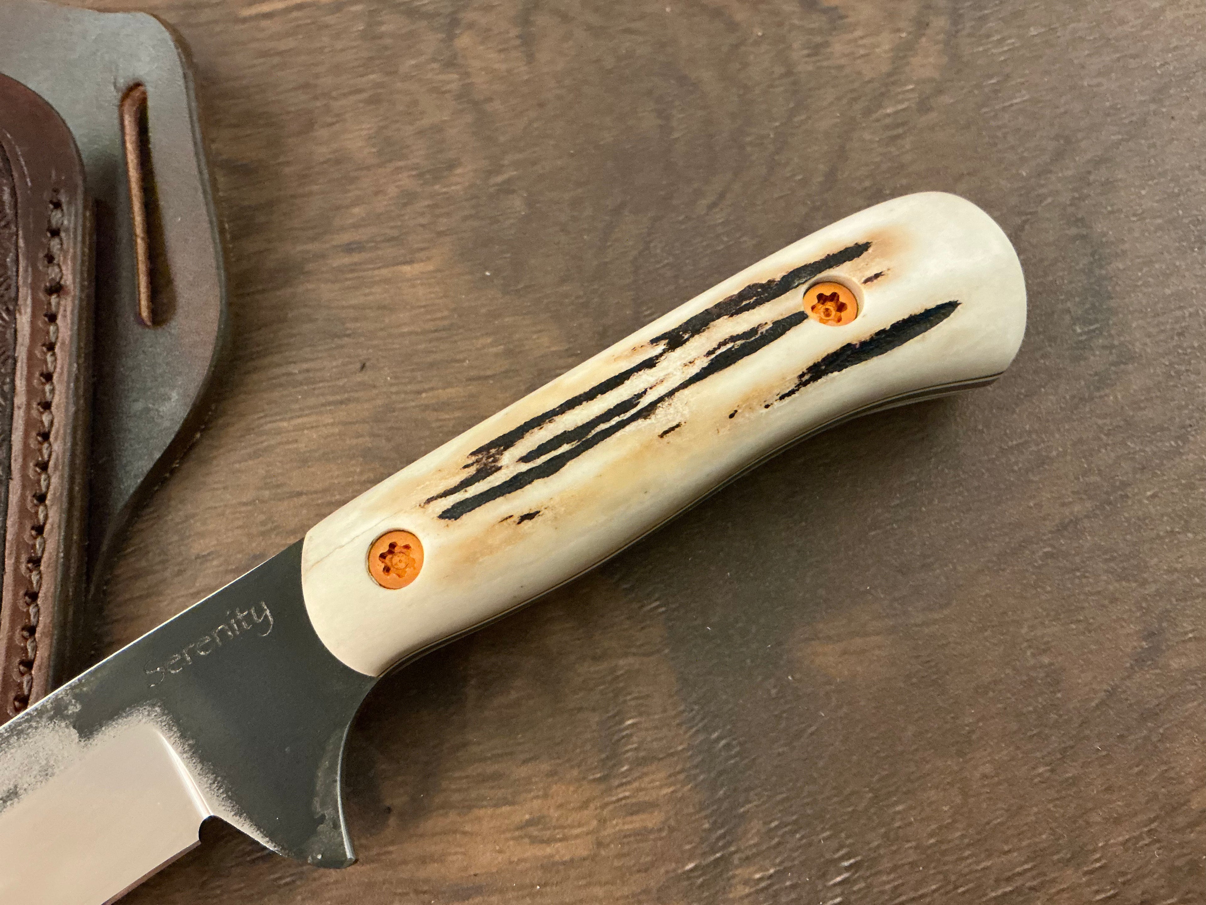 3/5 American Heritage Antler Series Utility Every Day Carry with Handmade Leather Sheath