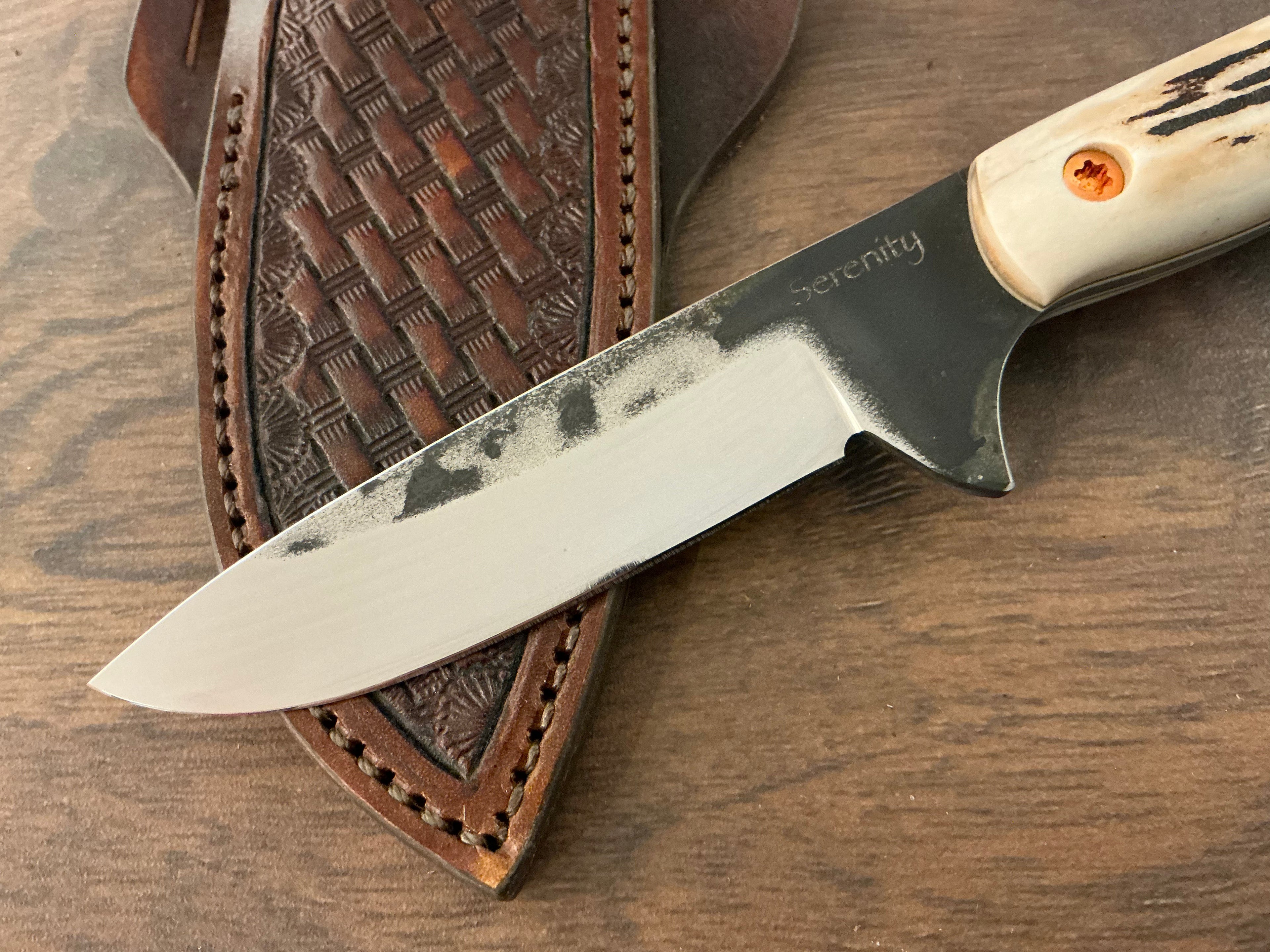3/5 American Heritage Antler Series Utility Every Day Carry with Handmade Leather Sheath