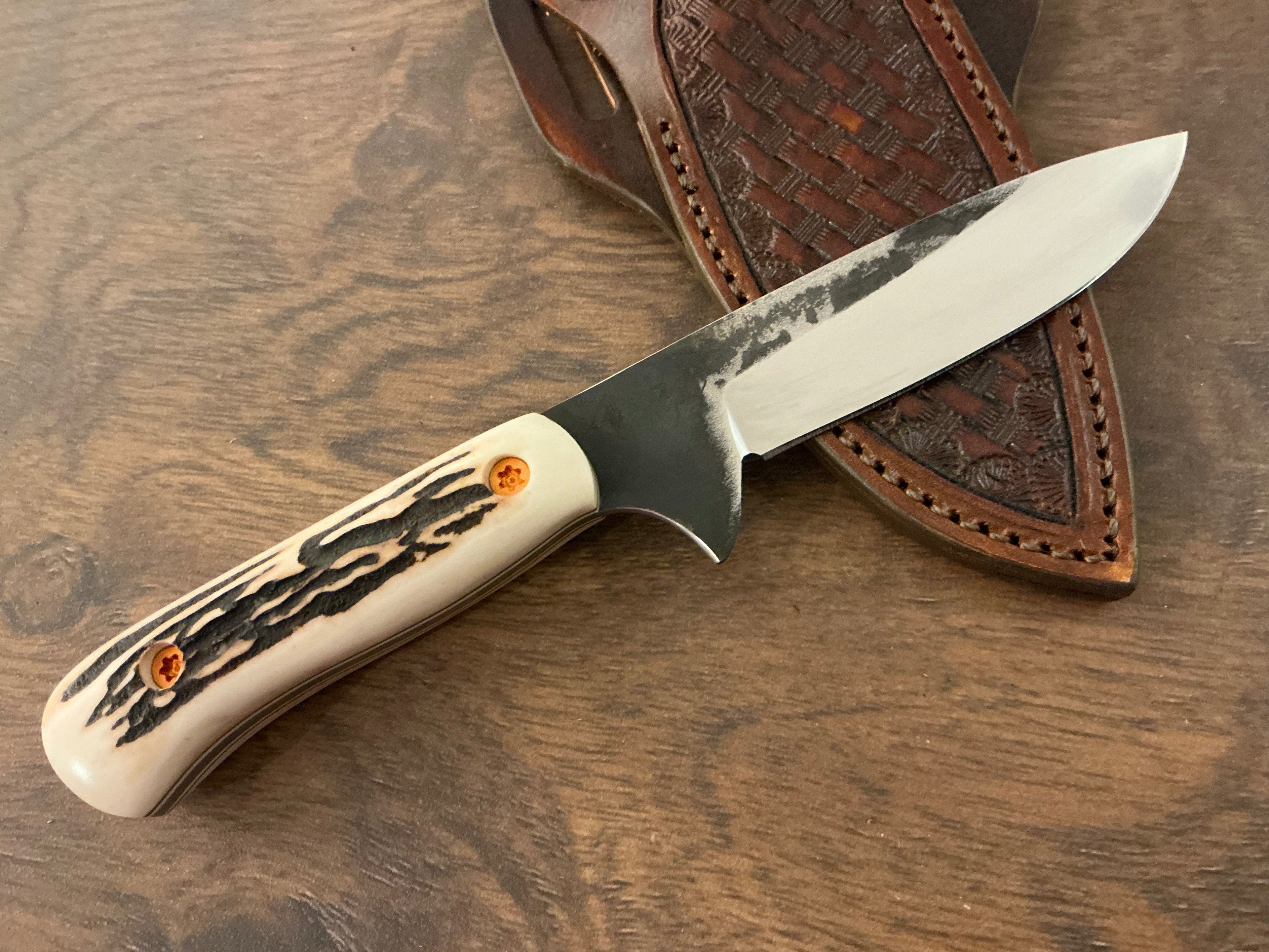 3/5 American Heritage Antler Series Utility Every Day Carry with Handmade Leather Sheath
