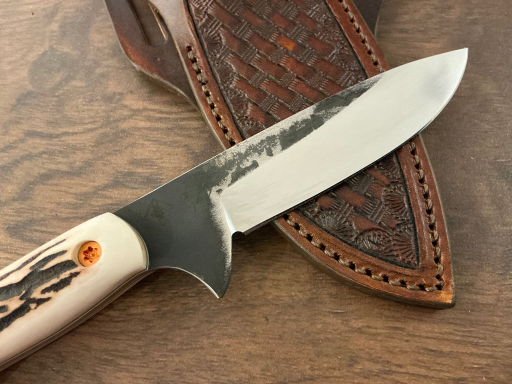 3/5 American Heritage Antler Series Utility Every Day Carry with Handmade Leather Sheath