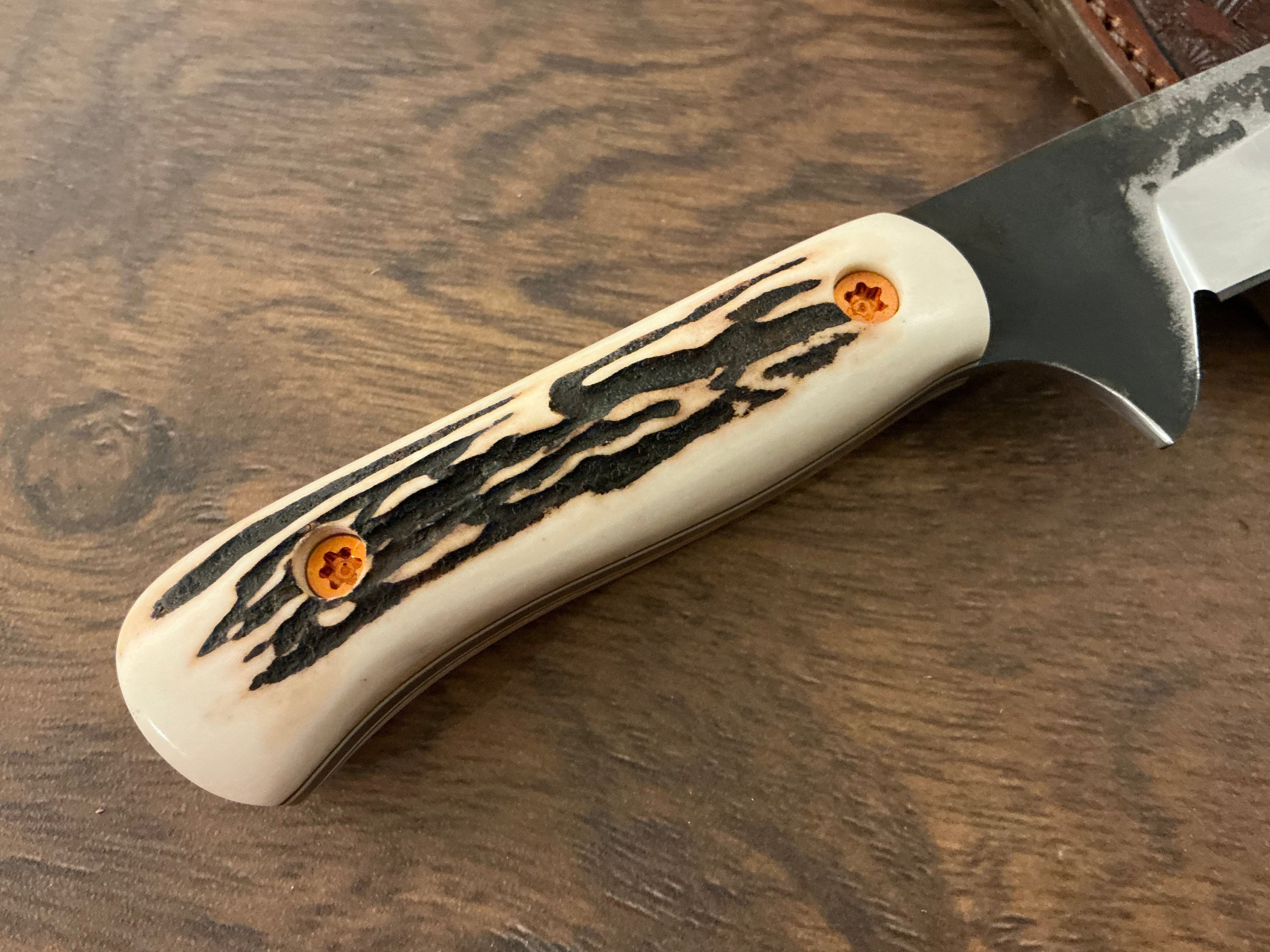 3/5 American Heritage Antler Series Utility Every Day Carry with Handmade Leather Sheath